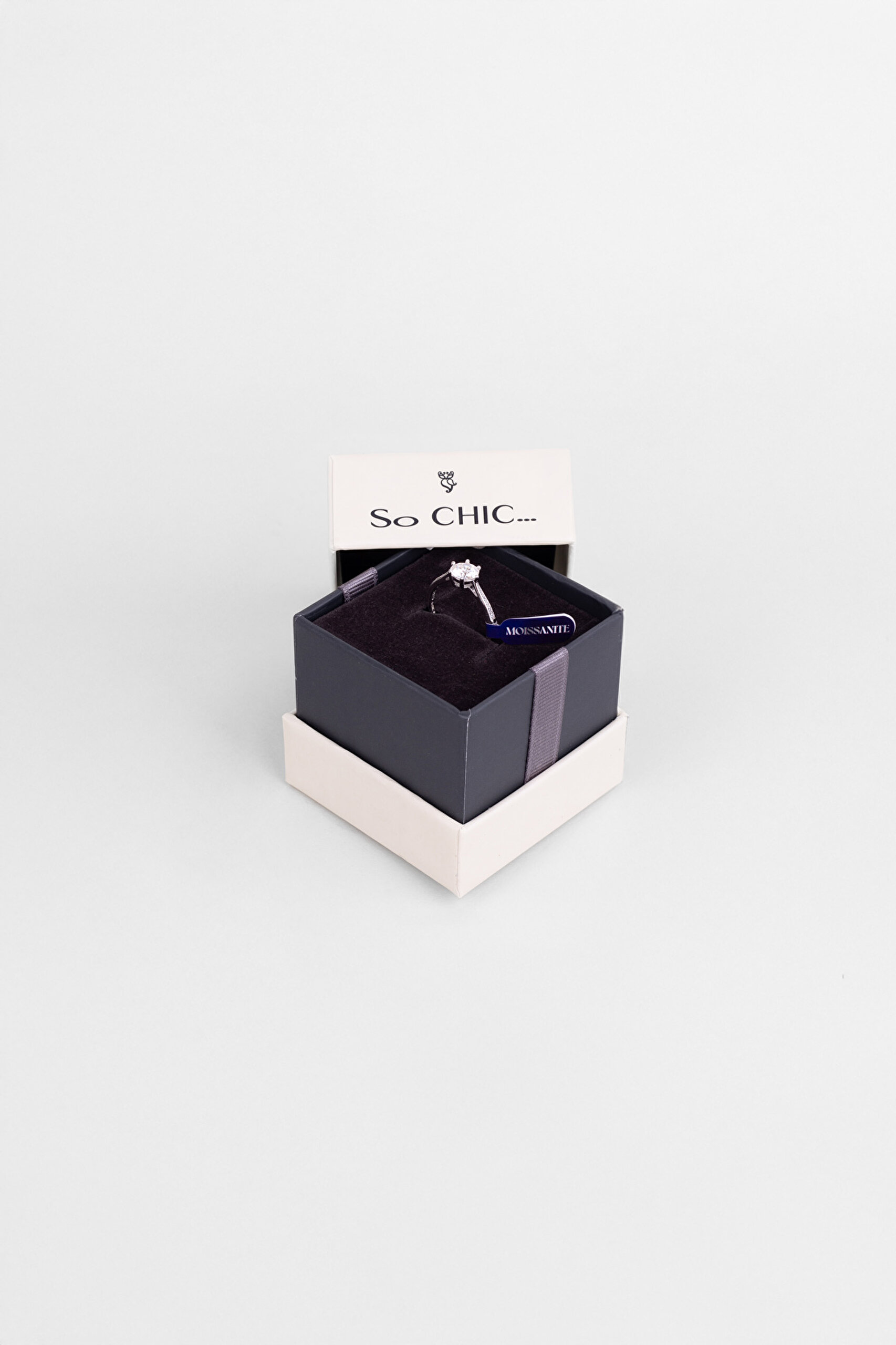 ⁠ Mozanit Yolu 18 Ayar Beyaz Altın Kaplama Ayarlanabilir Gümüş Yüzük_5}