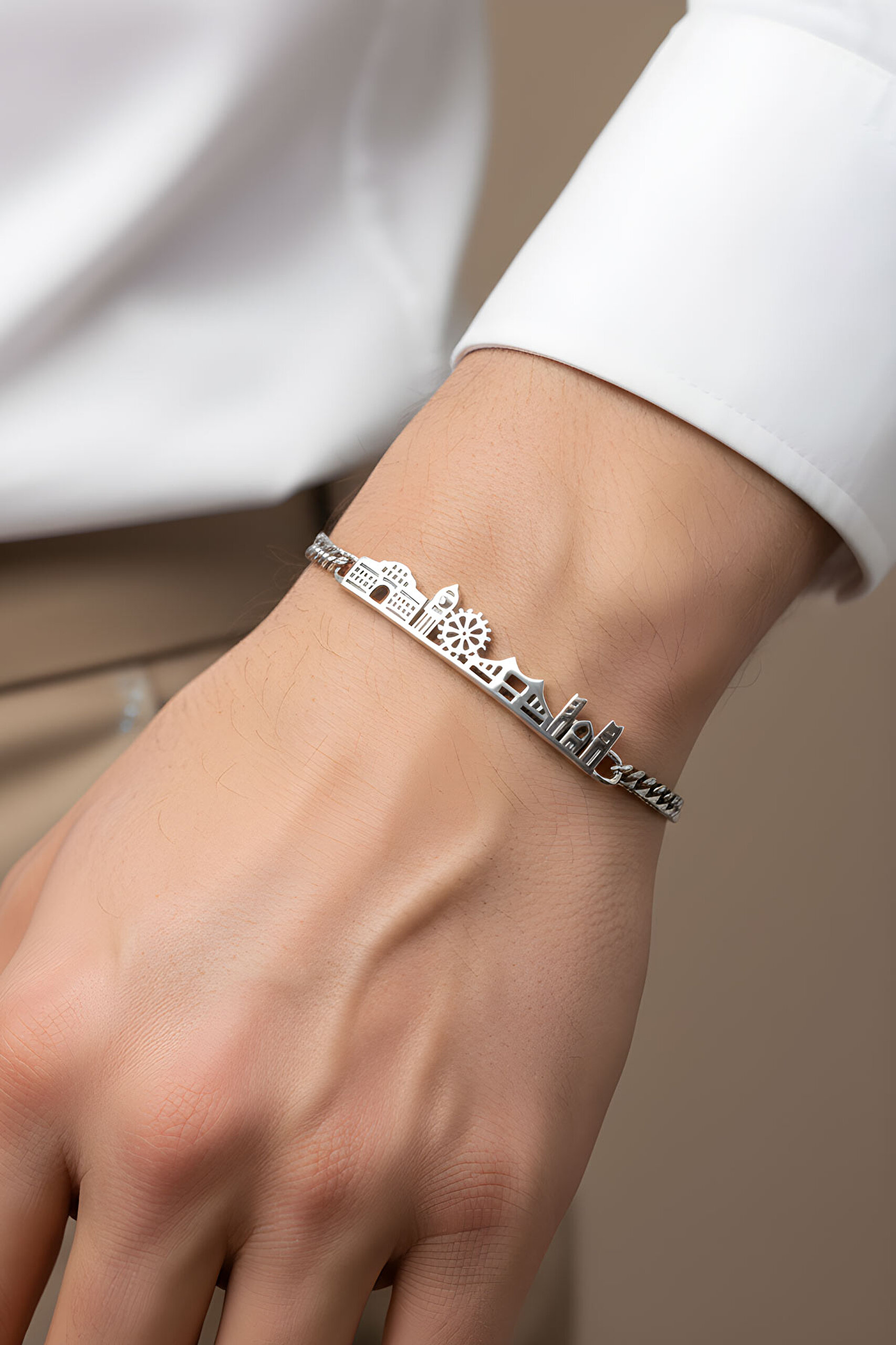 ⁠ London Skyline 21 Cm Gümüş Erkek Bileklik_3}