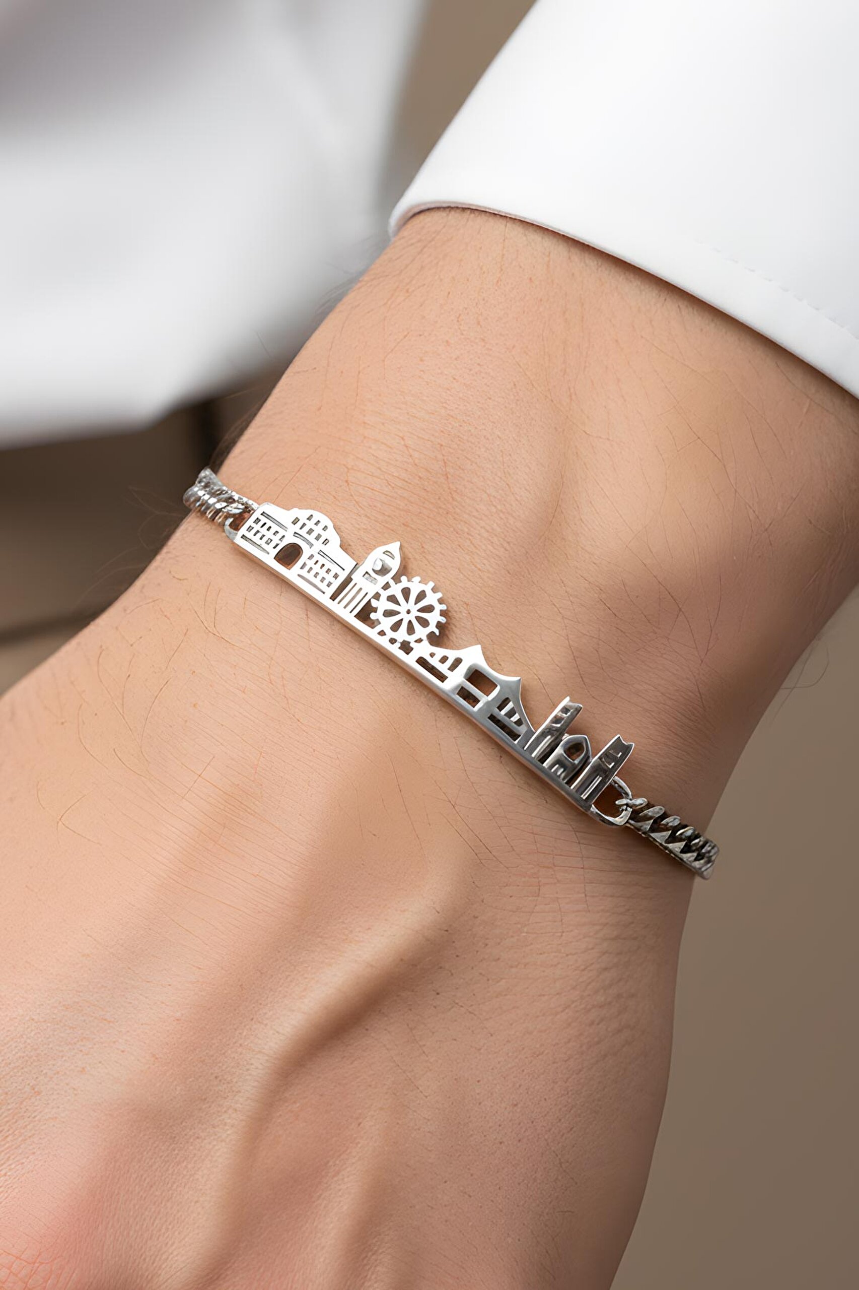 ⁠ London Skyline 21 Cm Gümüş Erkek Bileklik_1}