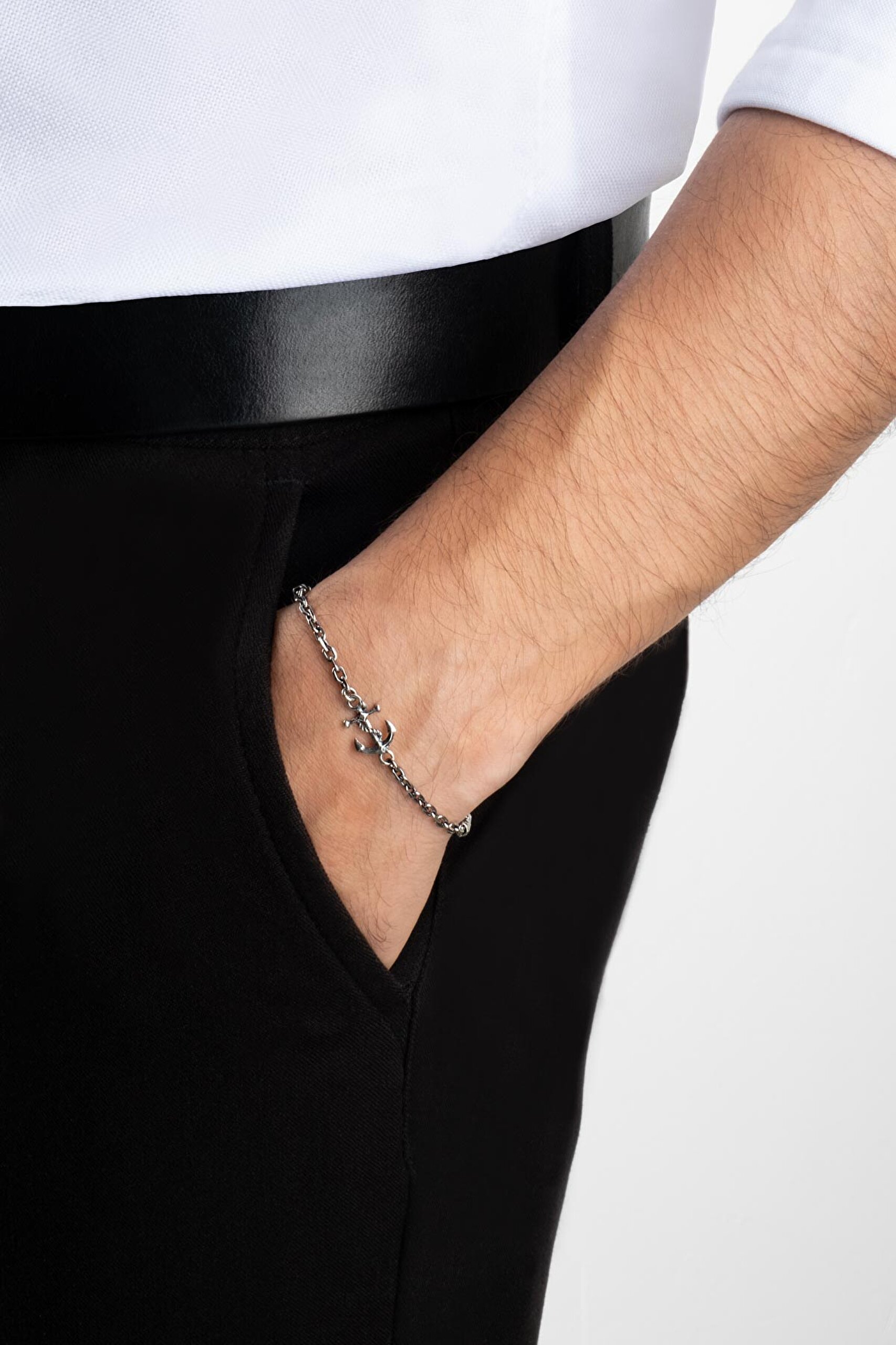 ⁠ İtalyan Modern Çapa 22 Cm Gümüş Erkek Bileklik_2}