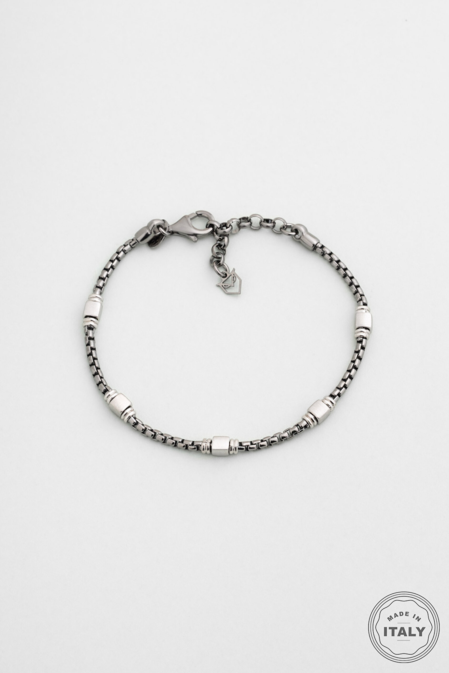 ⁠ Kronos İtalyan Rutenyum Kaplama 22 Cm Gümüş Erkek Bileklik_0}