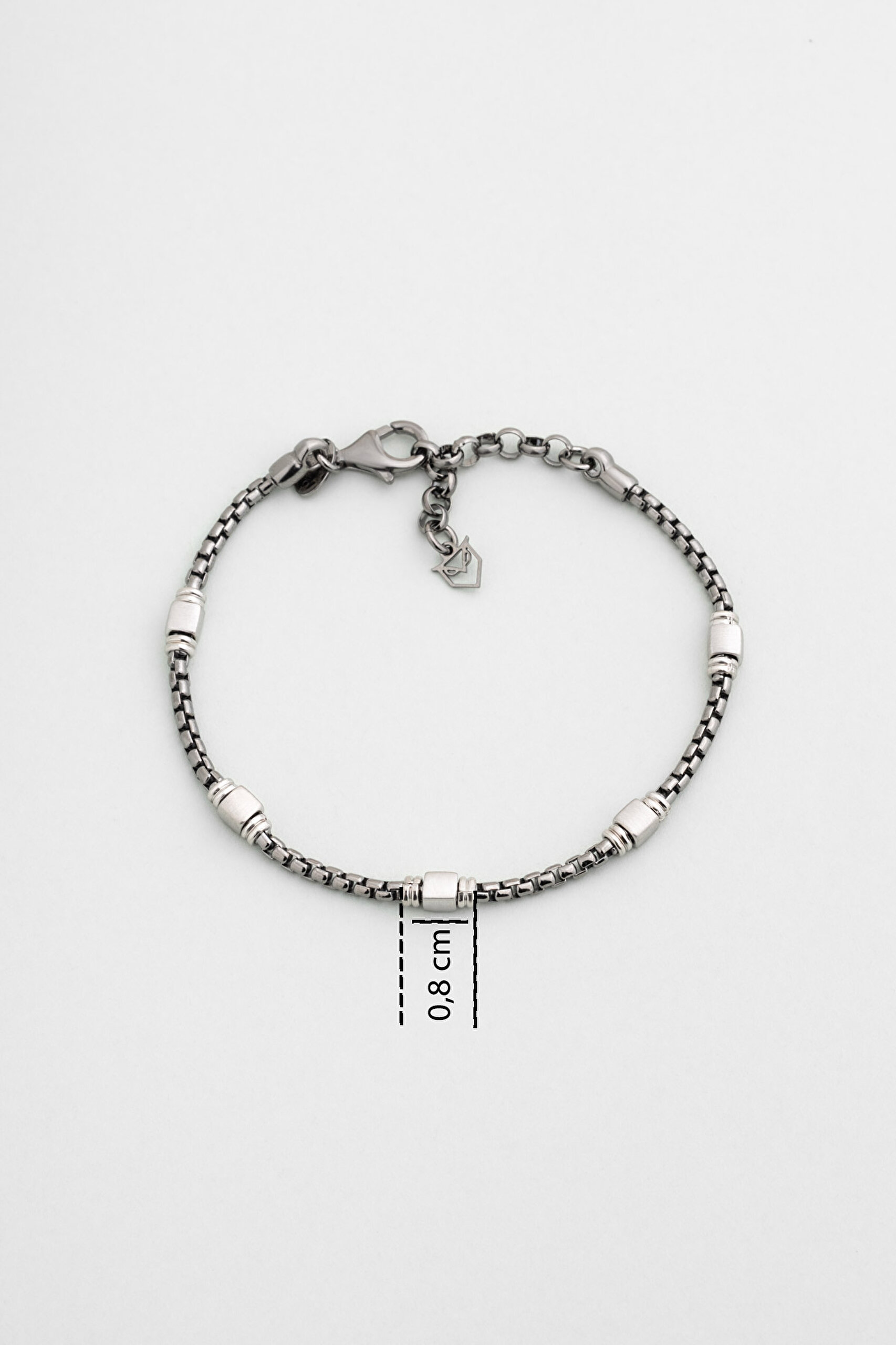 ⁠ Kronos İtalyan Rutenyum Kaplama 22 Cm Gümüş Erkek Bileklik_2}