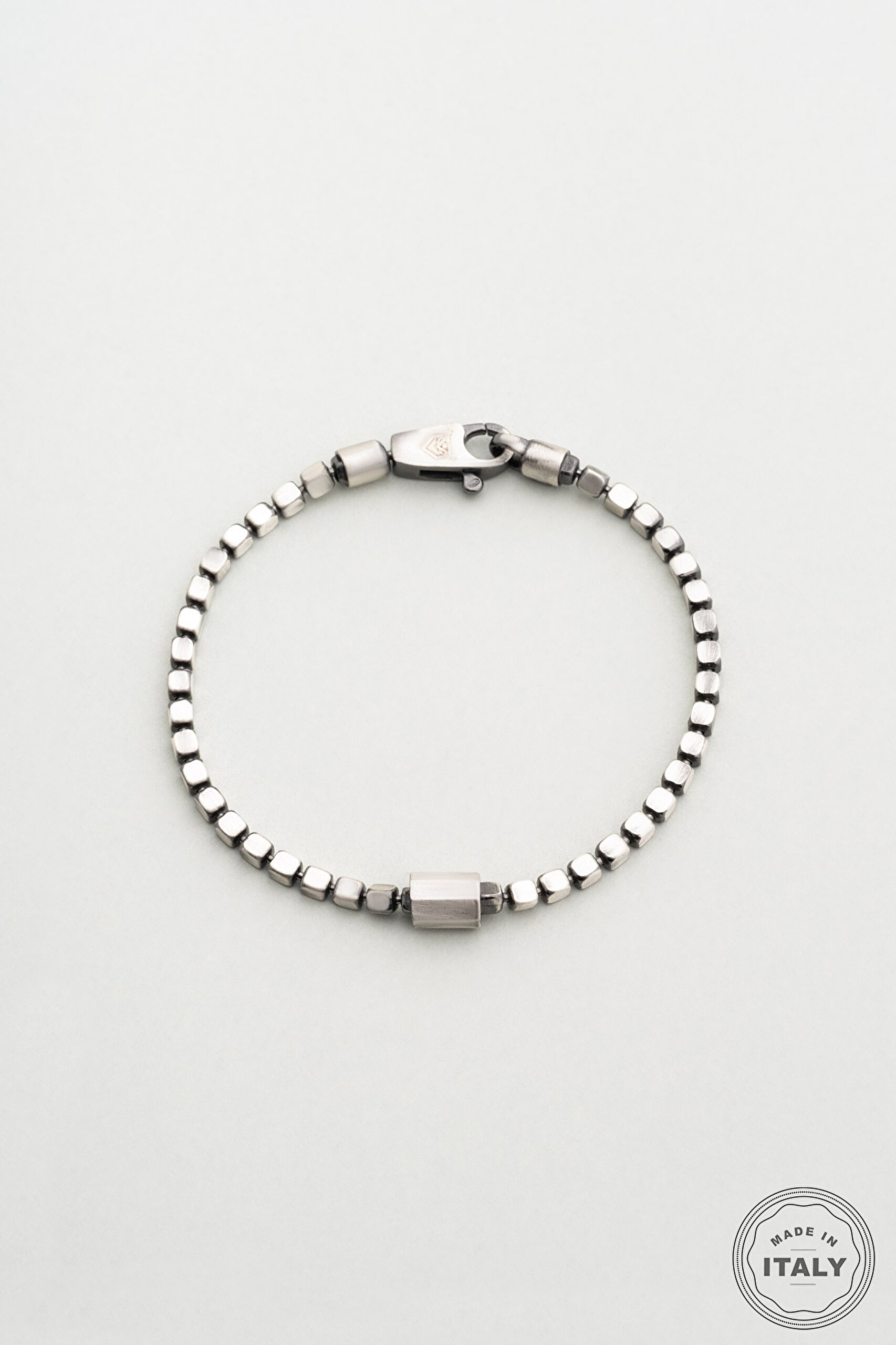 ⁠ İtalyan Mekanik Stil Gümüş Erkek Bileklik_0}