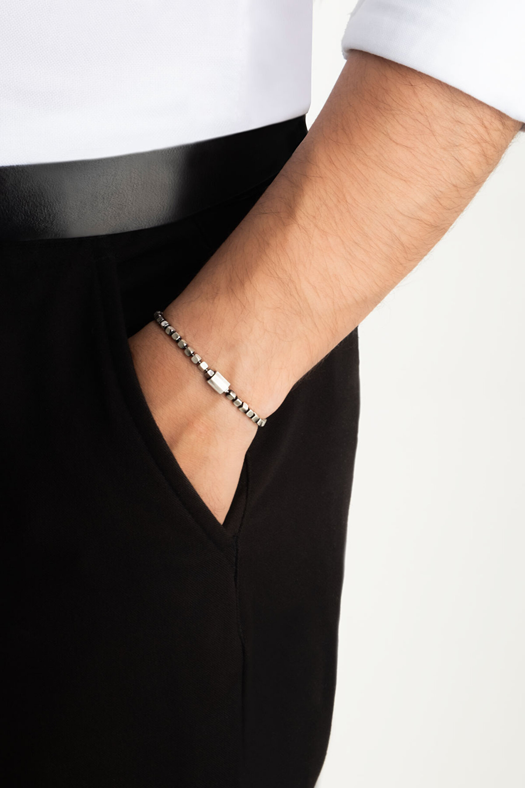 ⁠ İtalyan Mekanik Stil Gümüş Erkek Bileklik_3}