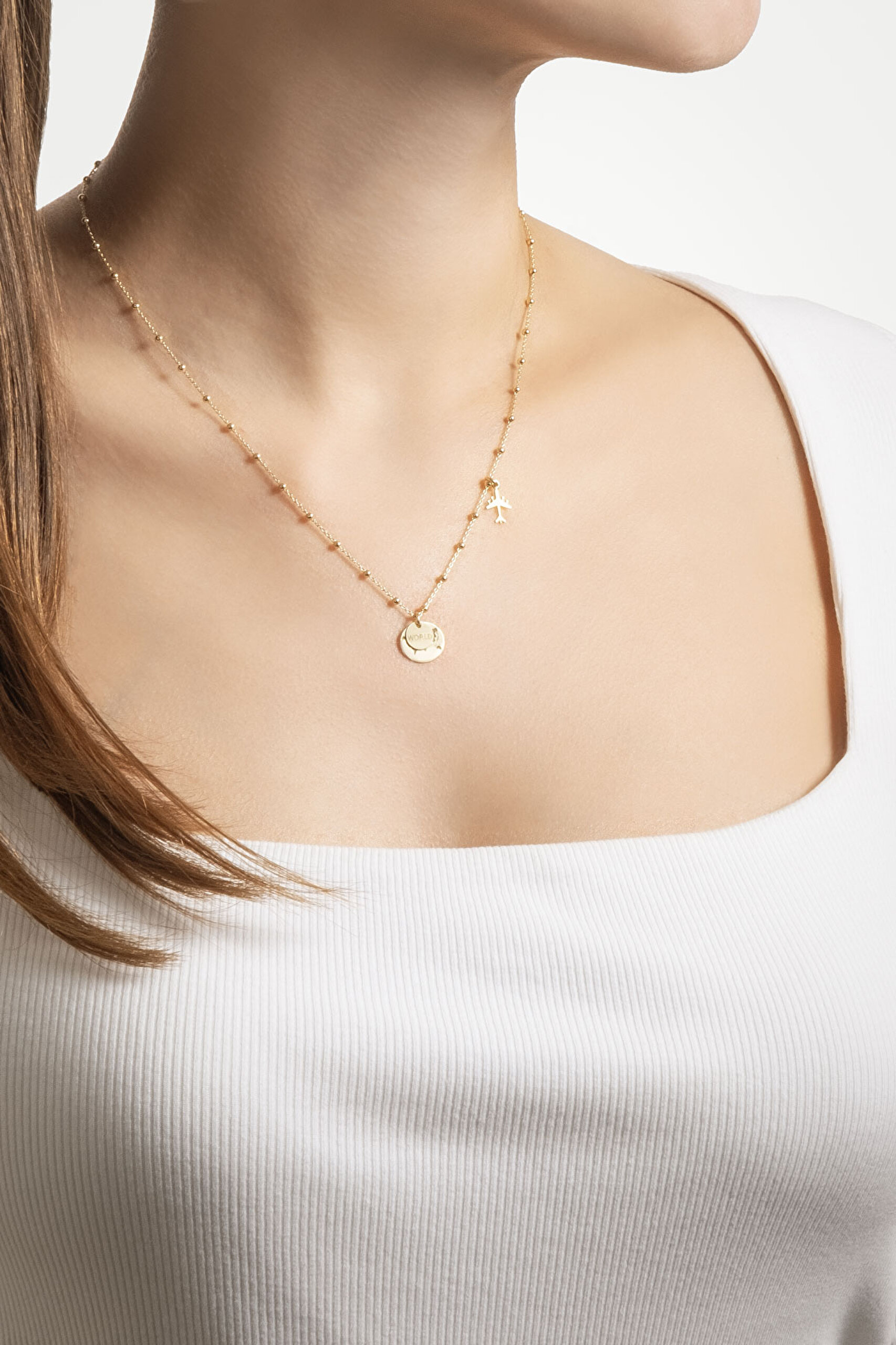 ⁠ Manifest 18 Ayar Sarı  Altın Kaplama 44 Cm Gümüş Kolye_3}