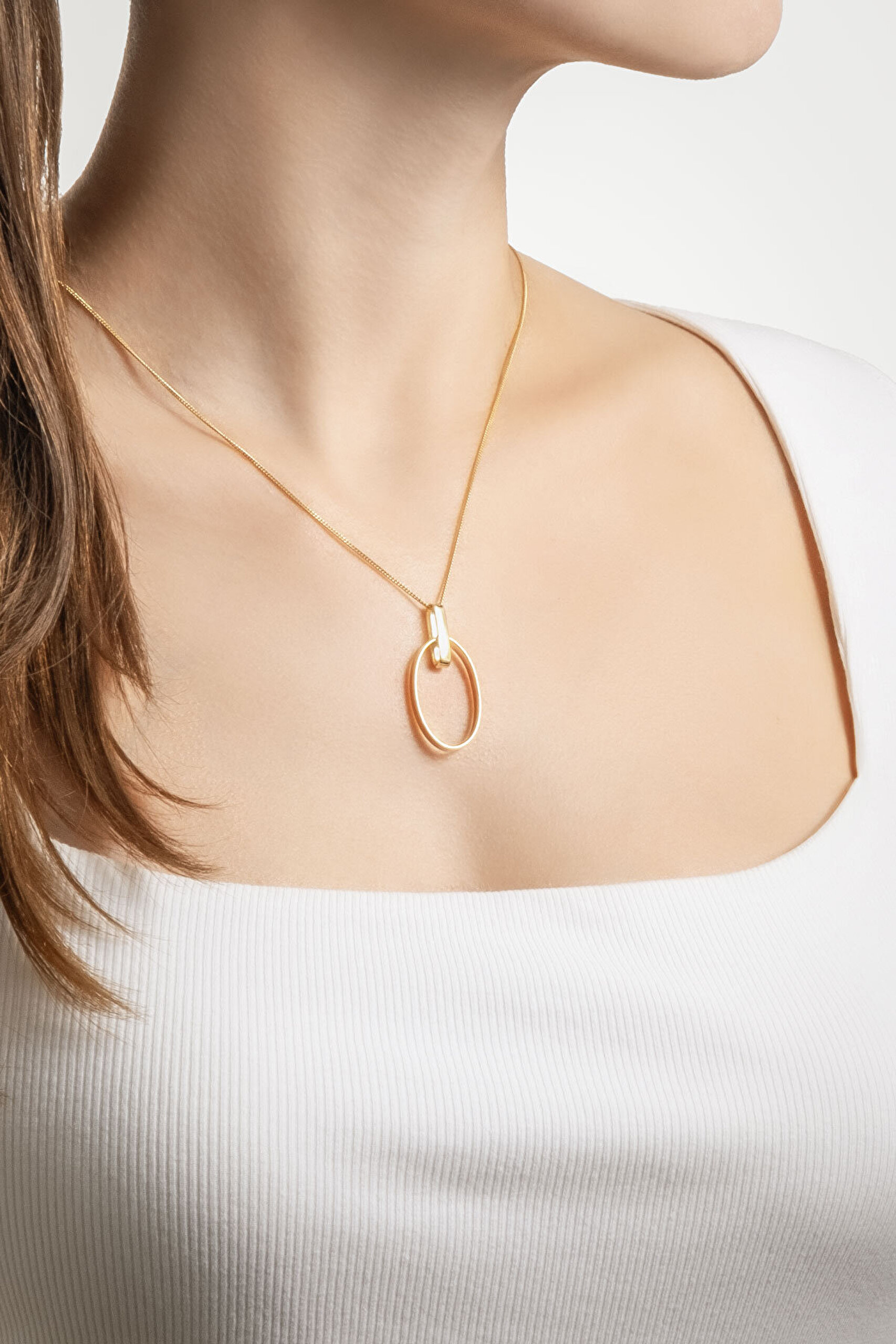 İtalyan 18 Ayar Sarı Altın Kaplama 50 Cm Gümüş Kolye - 2