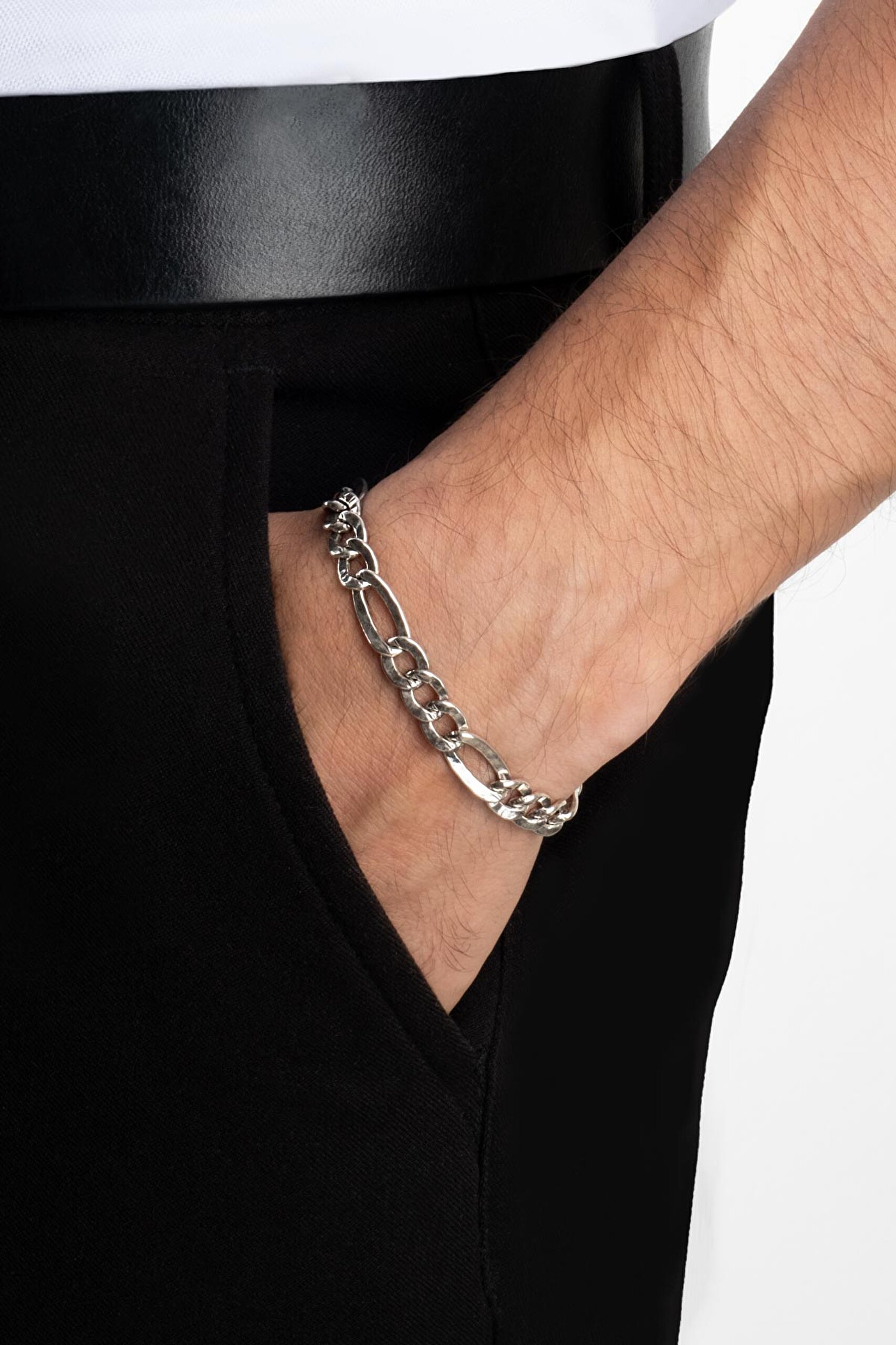 ⁠ İtalyan Tasarım  22 Cm Gümüş Erkek Bileklik_3}