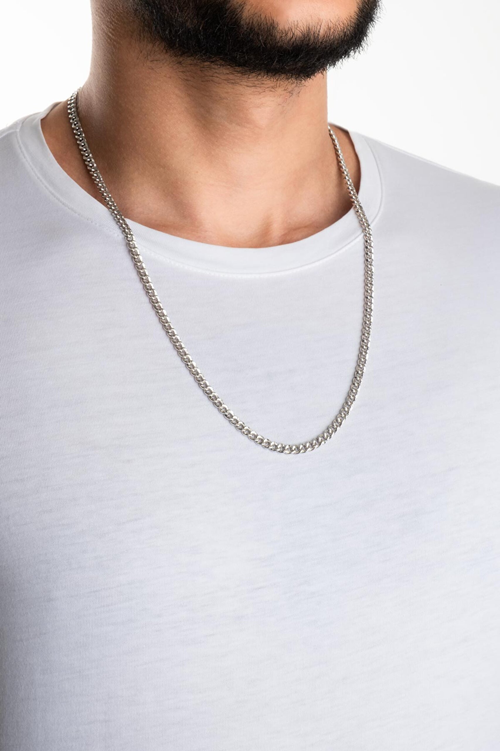 ⁠ Apollo İtalyan Oksitli 63 Cm Gümüş Erkek Zincir Kolye_3}