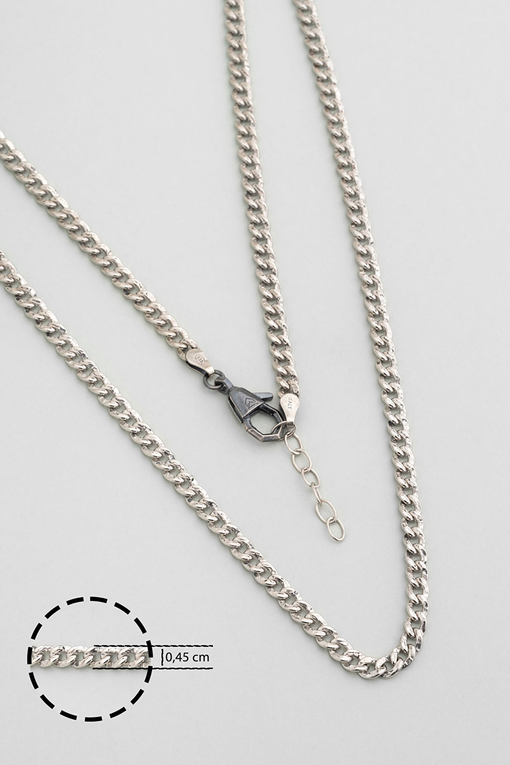 ⁠ Apollo İtalyan Oksitli 63 Cm Gümüş Erkek Zincir Kolye_2}