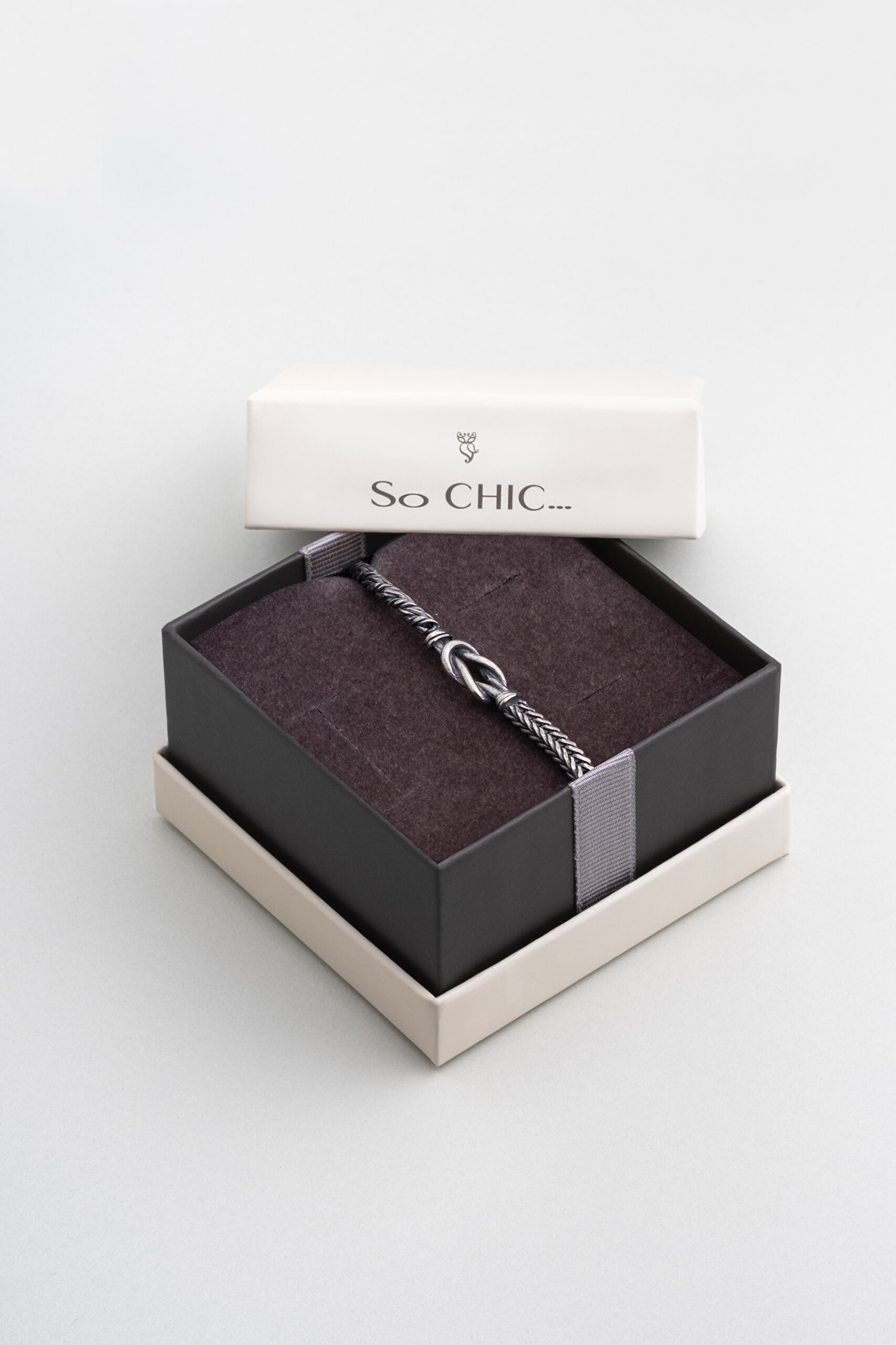 ⁠ İtalyan Düğüm Detaylı Örgü Model 23 Cm Gümüş Erkek Bileklik_5}