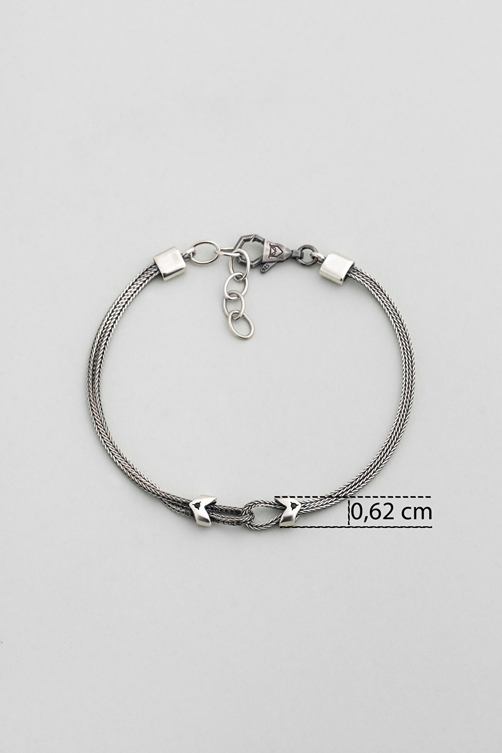 ⁠ Nodo İtalyan Oksit Kaplama 22 Cm Gümüş Erkek Zincir Bileklik_2}