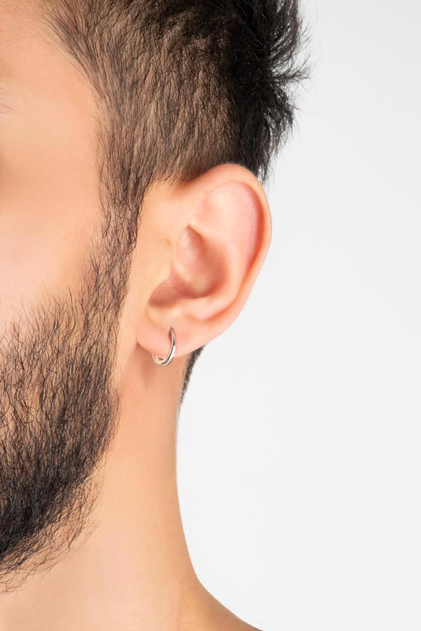 ⁠ Zamansız 18 Ayar Beyaz Altın Kaplama Unisex Gümüş Halka Küpe_3}