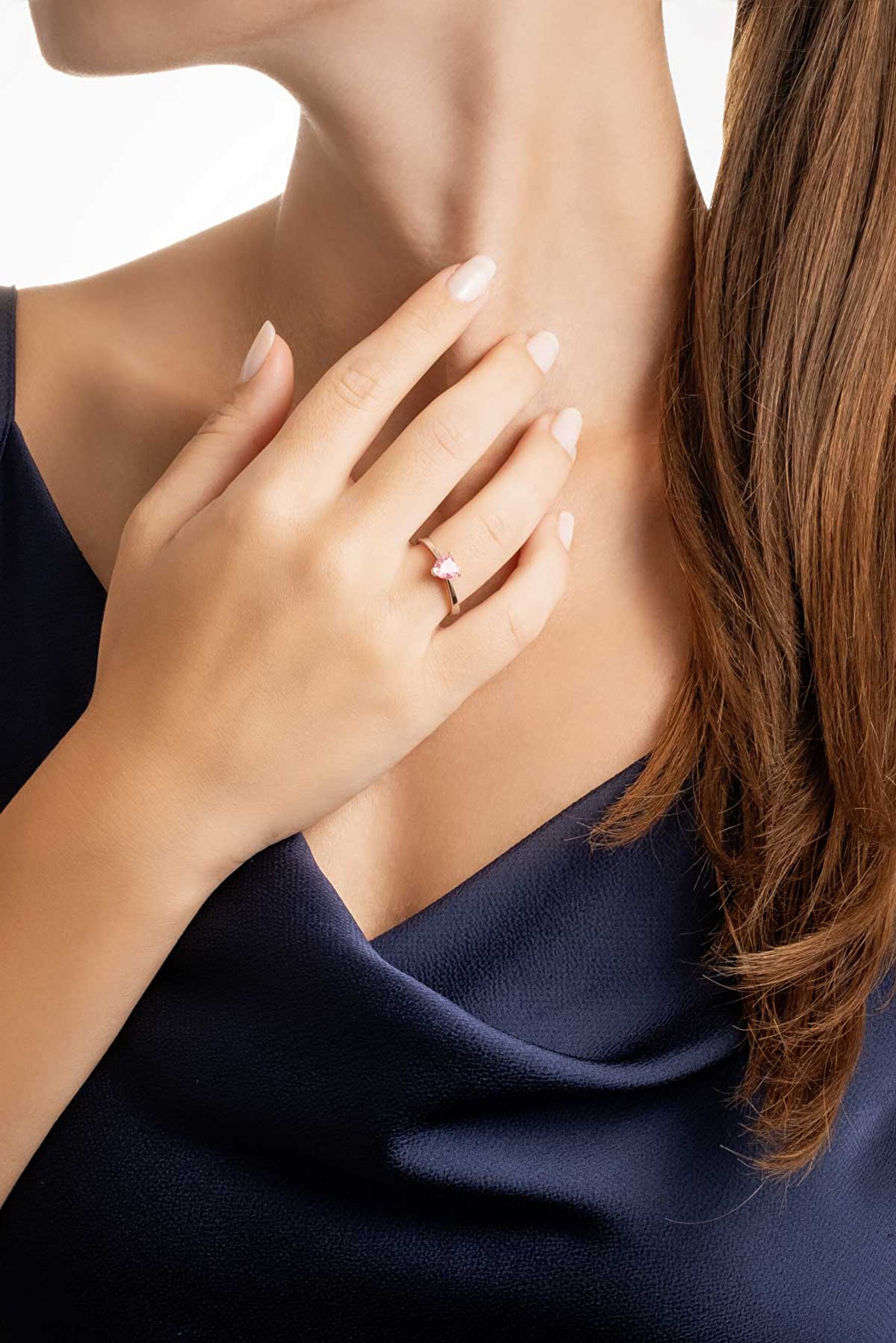 ⁠ Isabella 18 Ayar Beyaz Altın Kaplama Gümüş Yüzük_1}