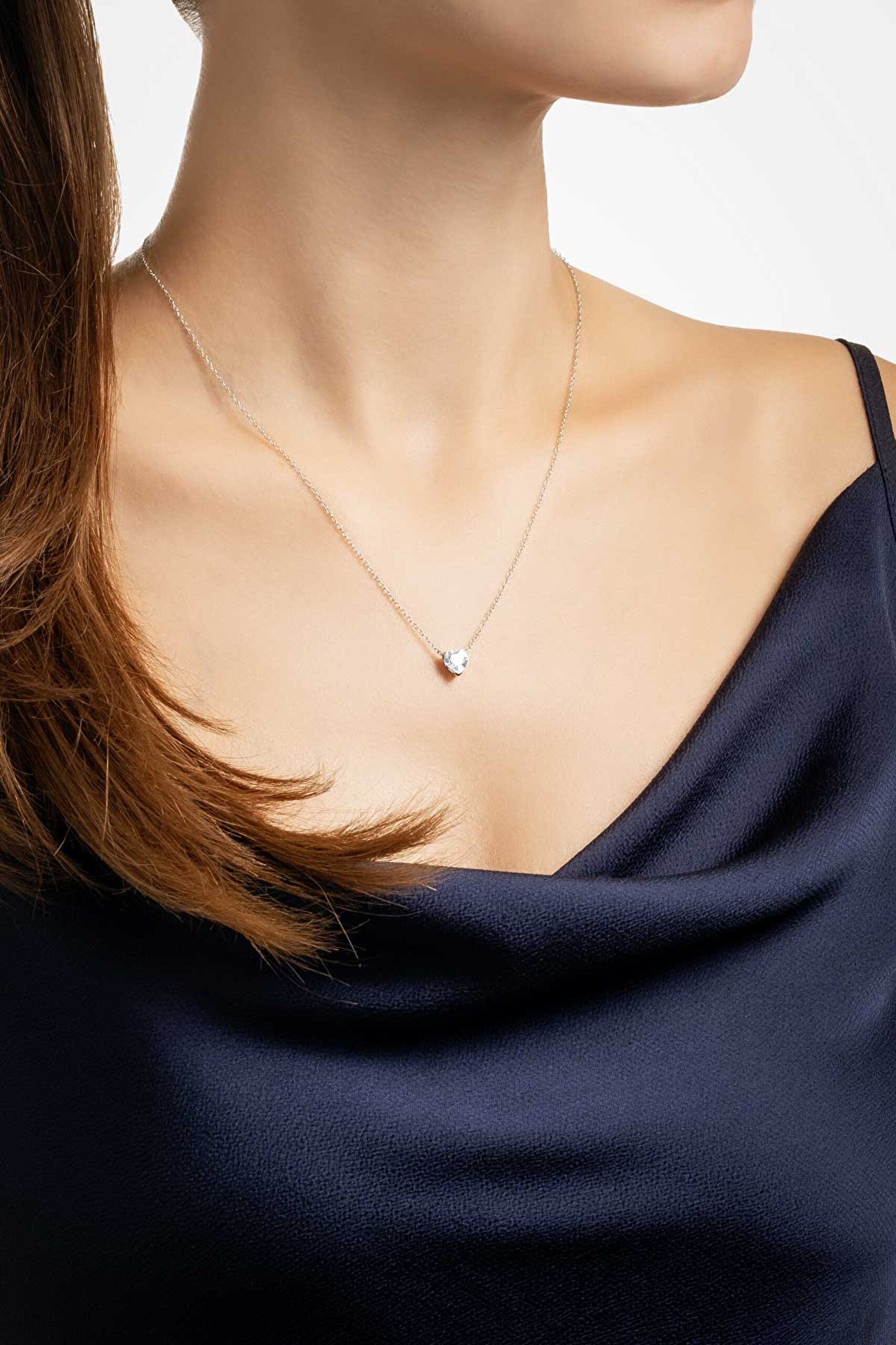 ⁠ Isabella 18 Ayar Beyaz Altın Kaplama 45 Cm Kalp Kolye_2}