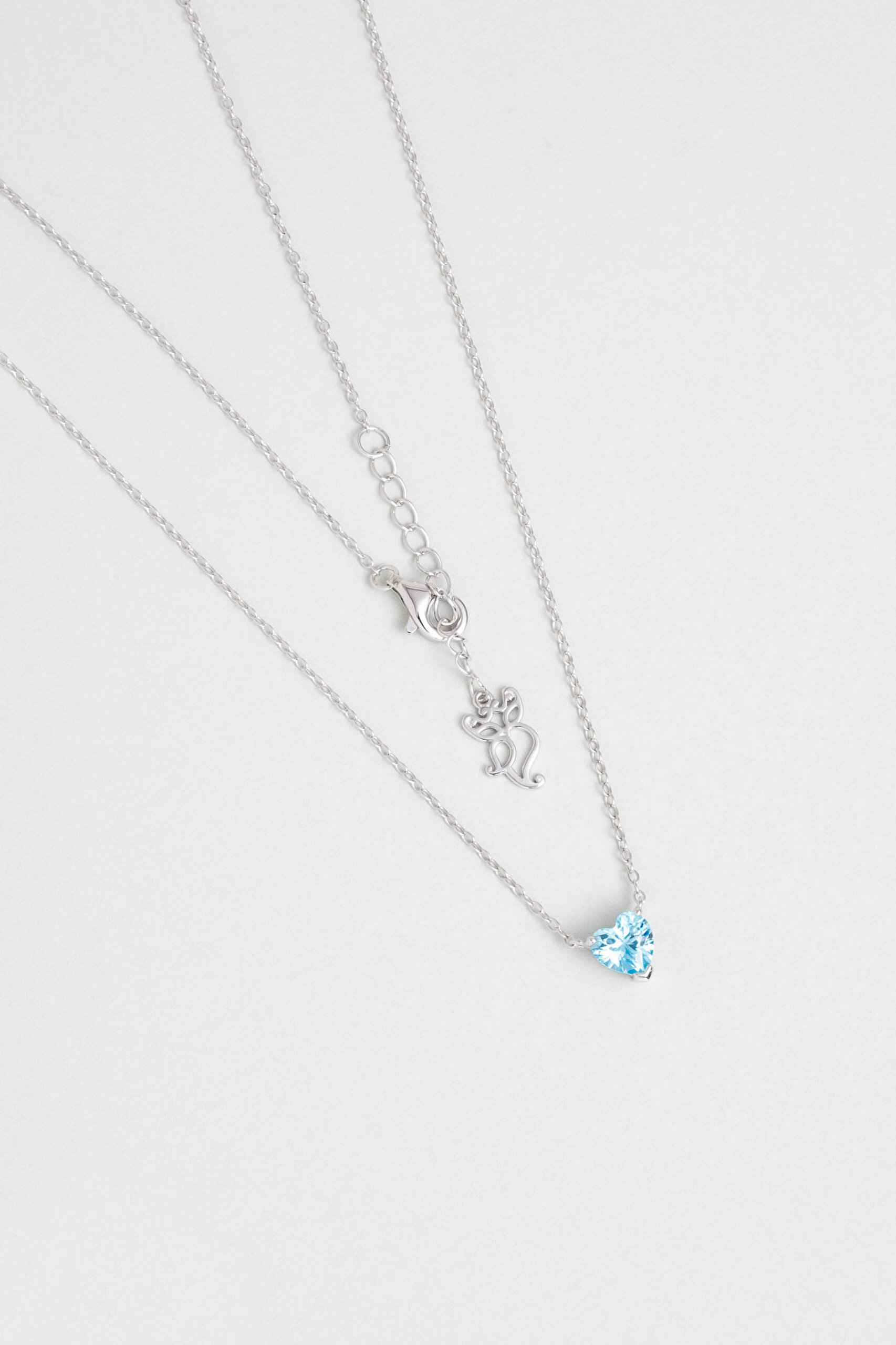 ⁠ Isabella 18 Ayar Beyaz Altın Kaplama 45 Cm Gümüş Kalp Kolye_0}