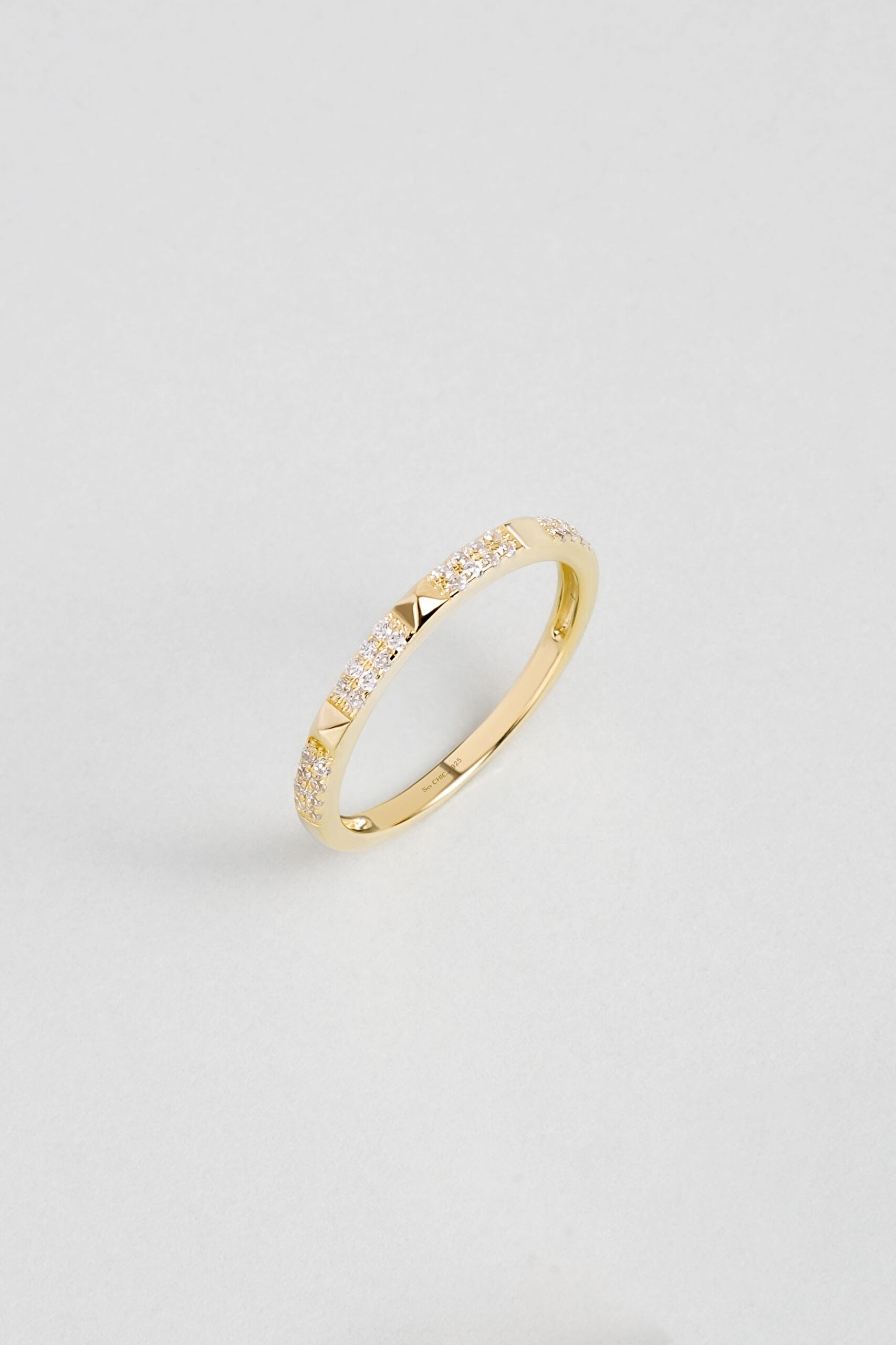 ⁠ Minimal Tasarım 18 Ayar Sarı Altın Kaplama Gümüş Yüzük_0}