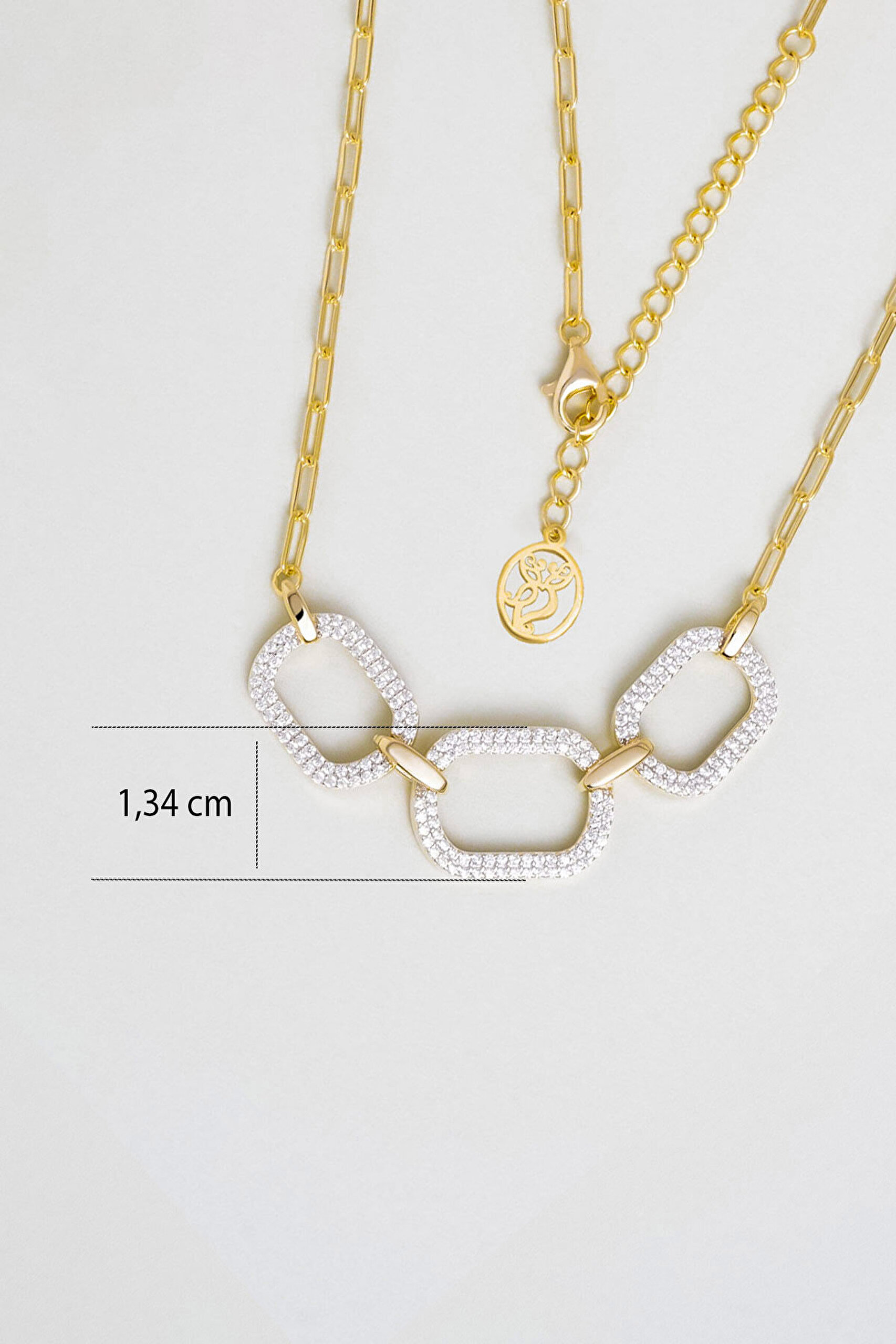 Modern Miras 18 Ayar Sarı Altın Kaplama 45 Cm Gümüş Kolye - 2