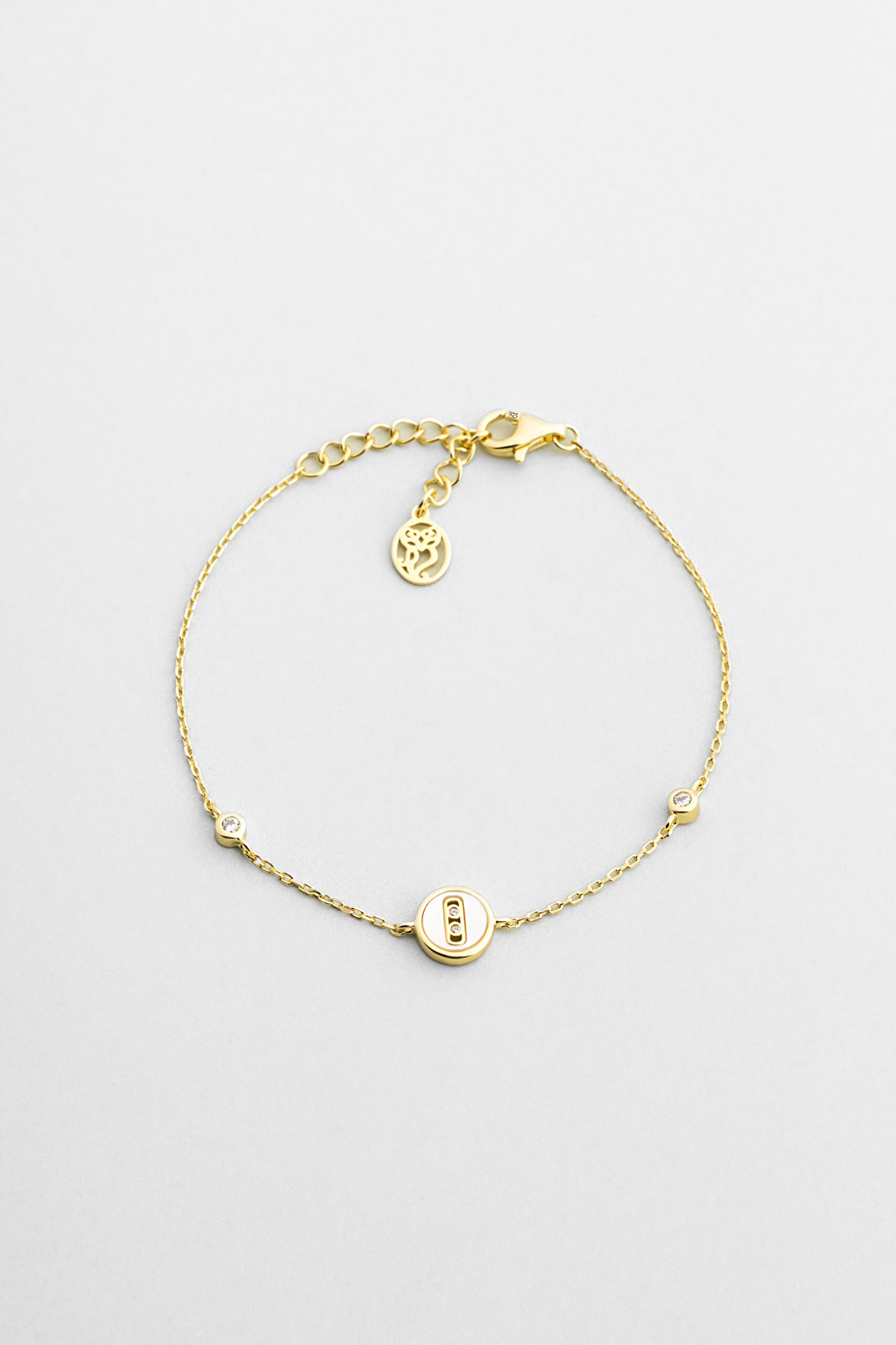 ⁠ Minimal Sedef 18 Ayar Sarı Altın Kaplama 19 Cm Gümüş Bileklik_0}