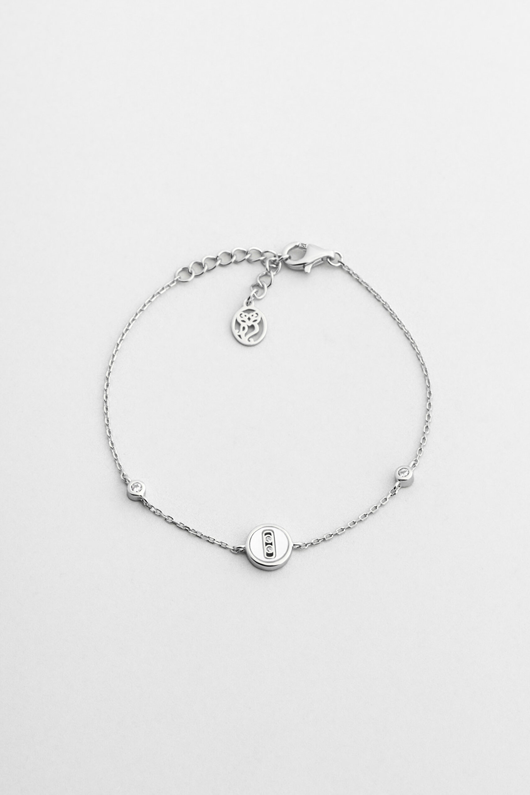 ⁠ Minimal Sedef 18 Ayar Beyaz Altın Kaplama 19 Cm Gümüş Bileklik_0}