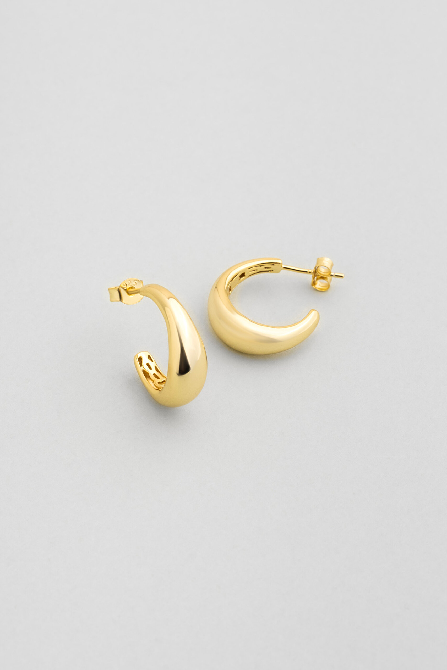 ⁠ Gün Işığı 18 Ayar Sarı Altın Kaplama Gümüş Halka Küpe_0}