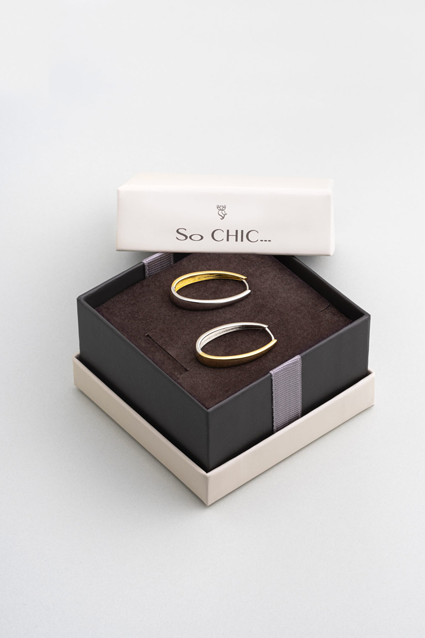 ⁠ İki Renkli 18 Ayar Sarı Ve Beyaz Altın Kaplama Gümüş Küpe_6}