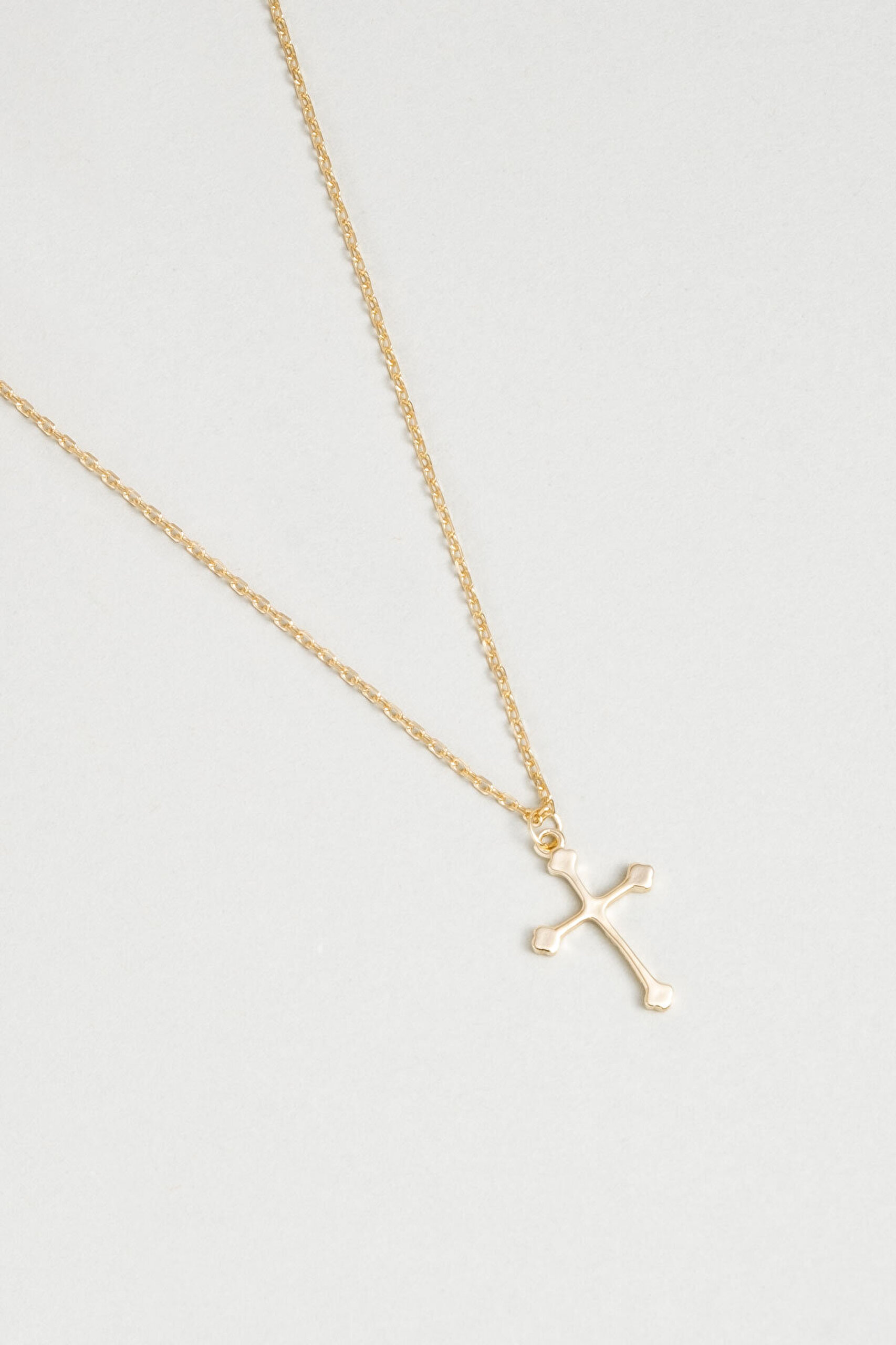 Minimal 18 Ayar Sarı Altın Kaplama 44 Cm Gümüş Cross Kolye - 1