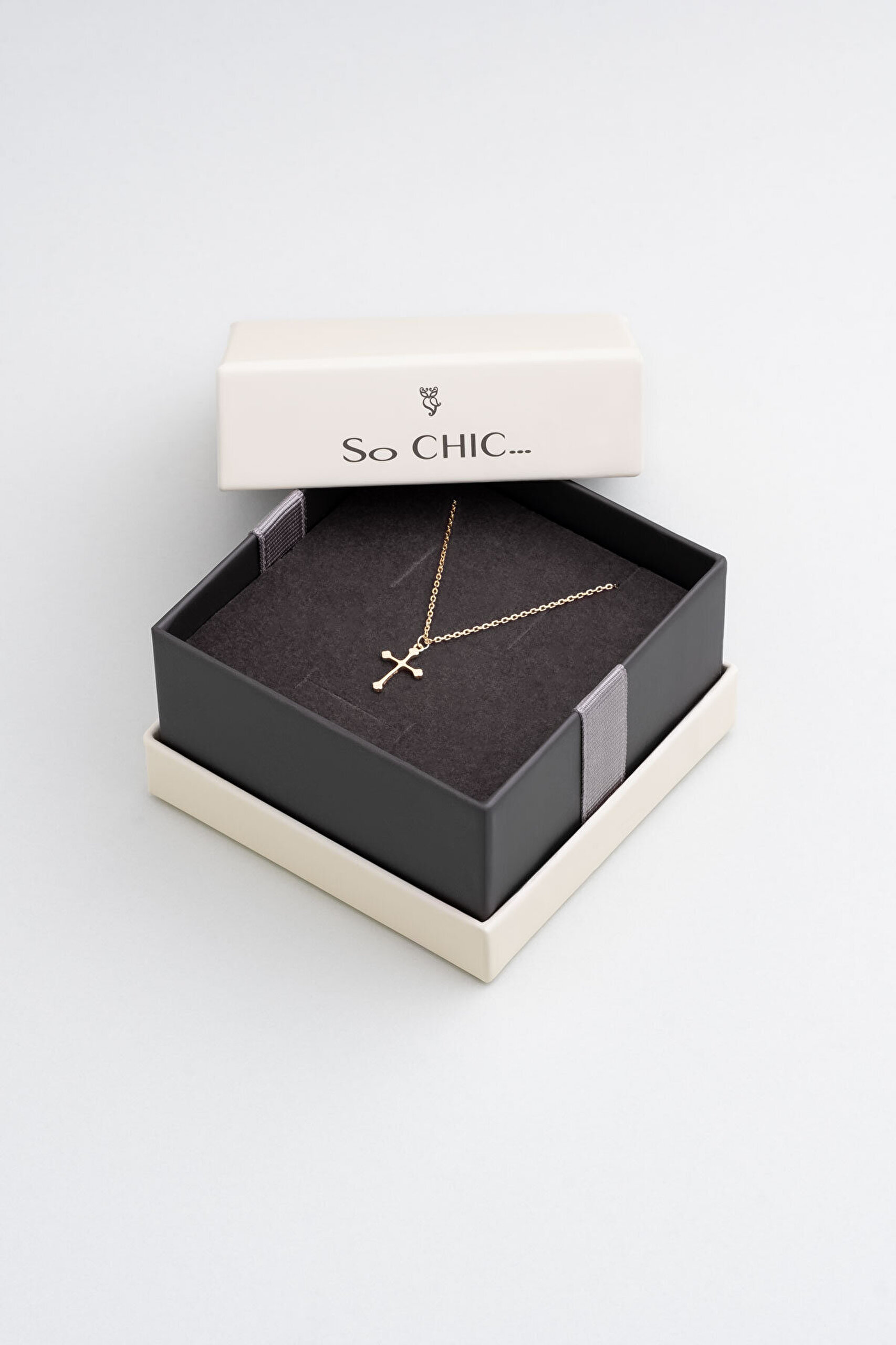 Minimal 18 Ayar Sarı Altın Kaplama 44 Cm Gümüş Cross Kolye - 4