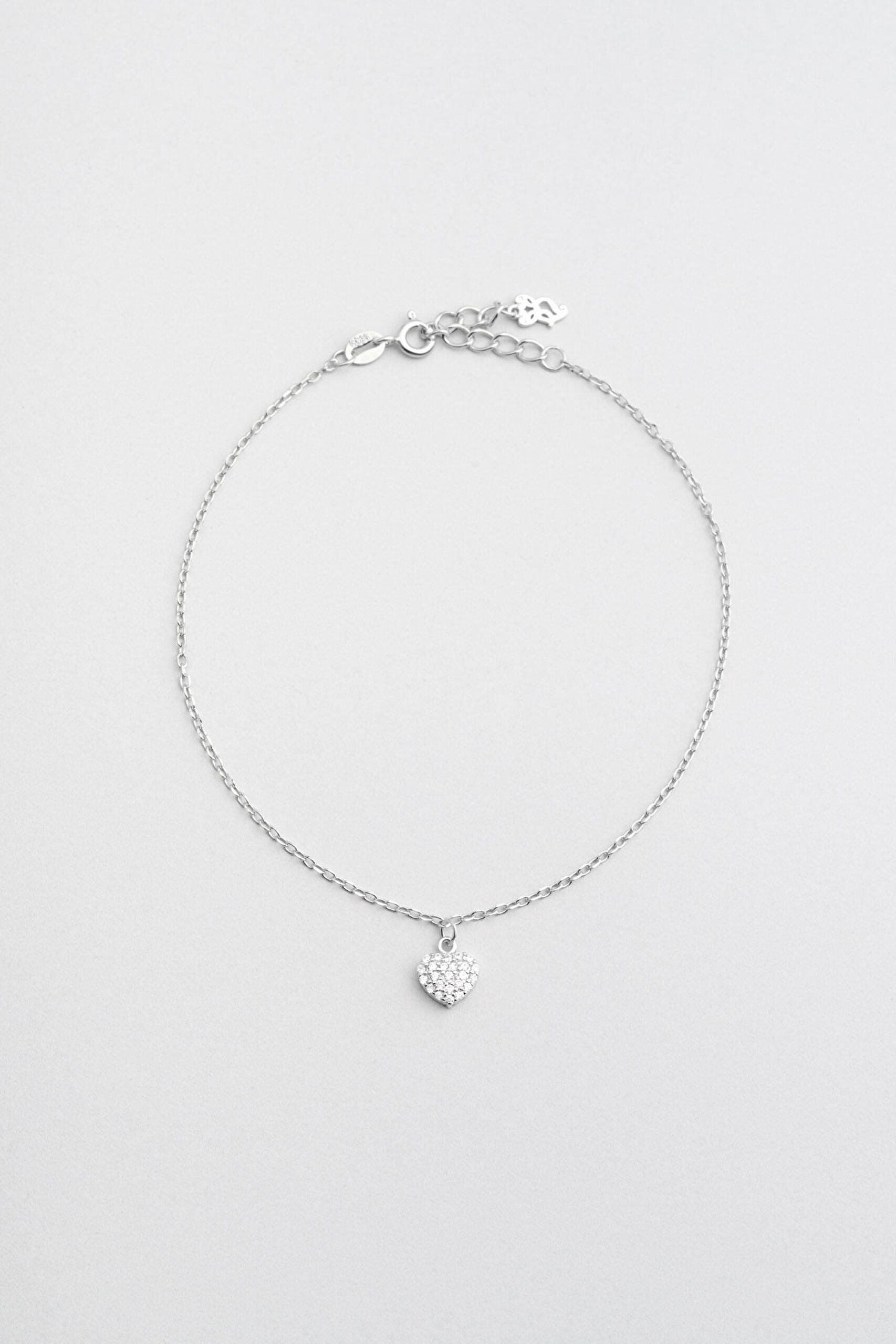 ⁠ Minimal Kalp 18 Ayar Beyaz Altın Kaplama 24 Cm Gümüş Hal Hal_0}