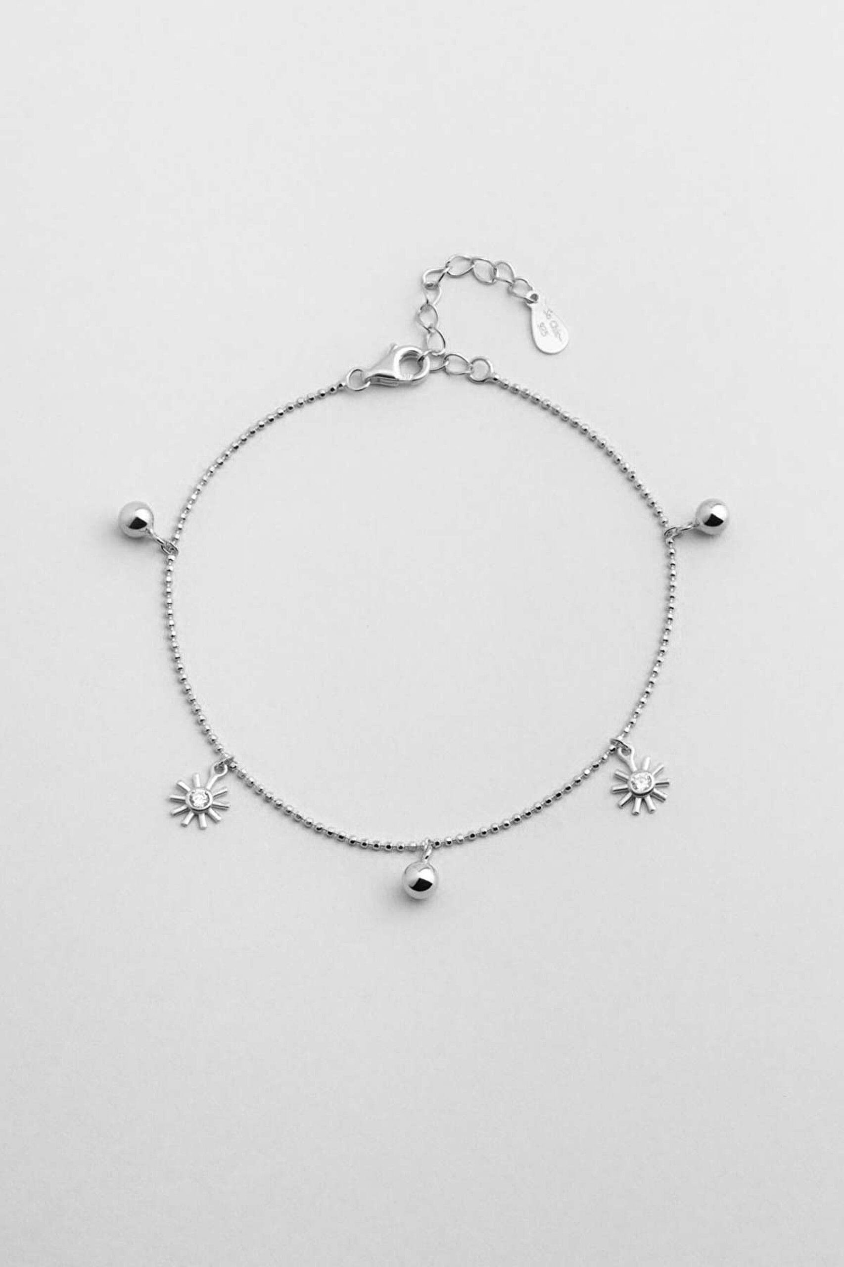 ⁠ Kış Güneşi 18 Ayar Beyaz Altın Kaplama 20 Cm Gümüş Bileklik_0}