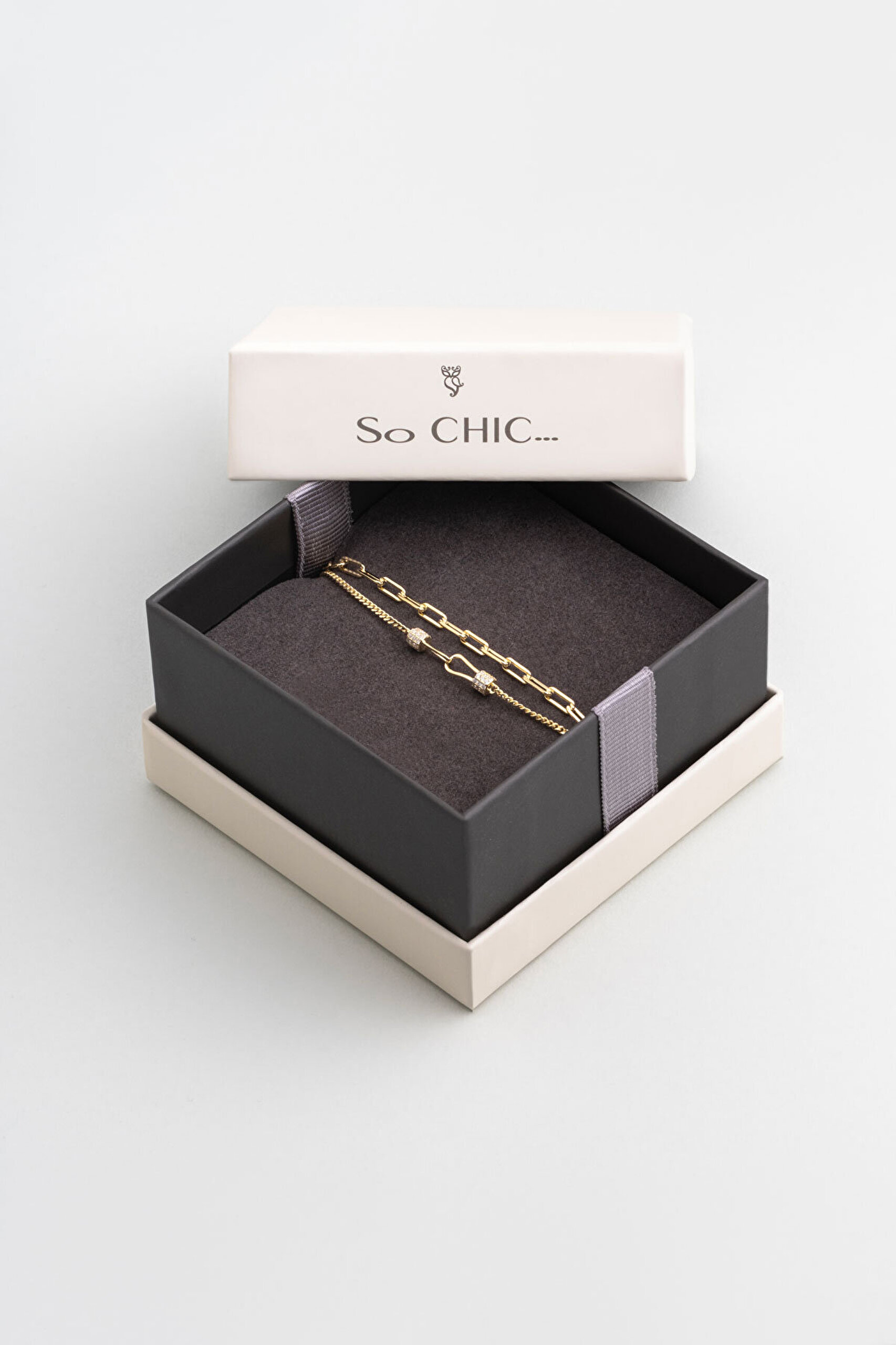 Minimal 18 Ayar Sarı Altın Kaplama 19 Cm Gümüş İkili Bileklik - 4