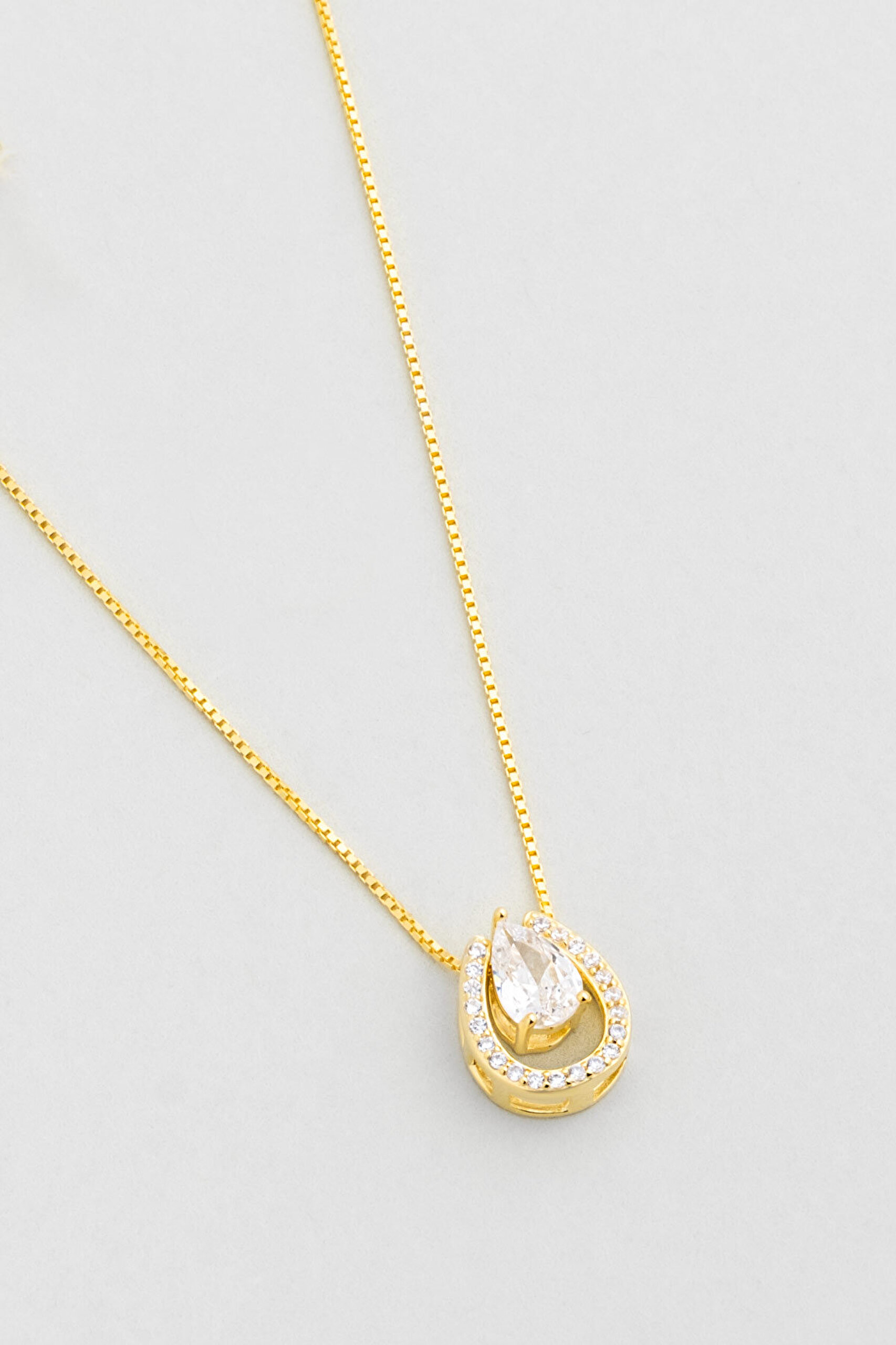 Zarif Damla 18 Ayar Sarı Altın Kaplama 45 Cm Gümüş Kolye - 4