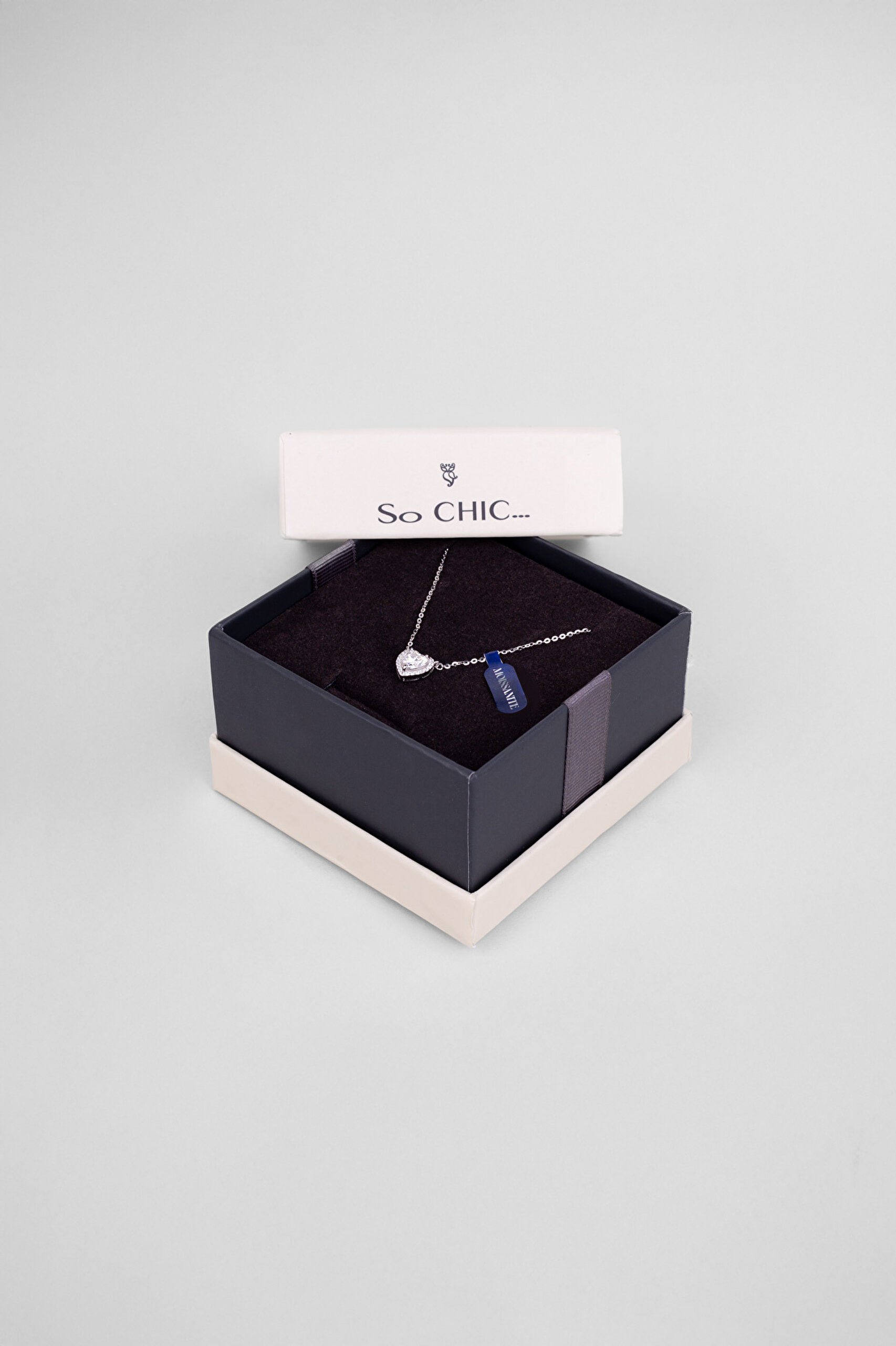 ⁠ Romantik Mozanit 18 Ayar Beyaz Altın Kaplama 46 Cm Gümüş Kolye_6}