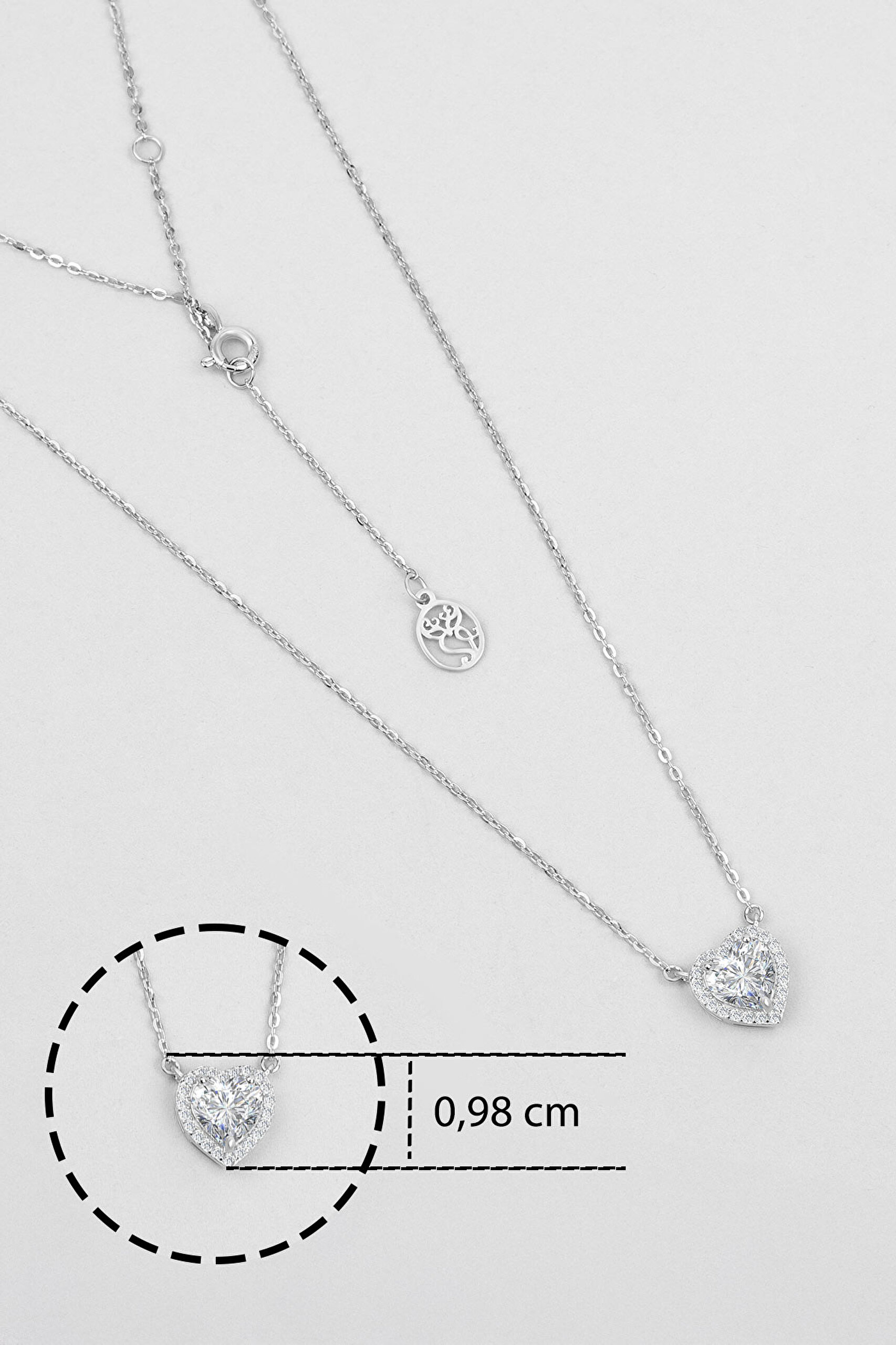 ⁠ Romantik Mozanit 18 Ayar Beyaz Altın Kaplama 46 Cm Gümüş Kolye_2}