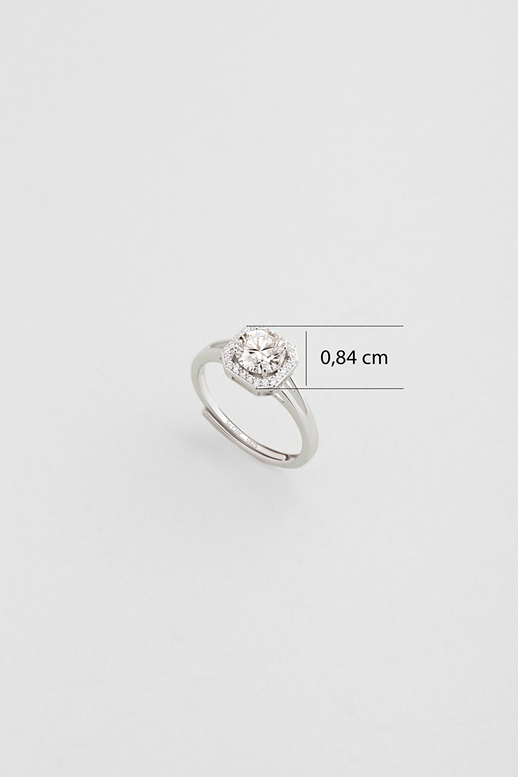 ⁠ Mozanit Hikayesi 18 Ayar Beyaz Altın Kaplama Ayarlanabilir Gümüş Yüzük_2}