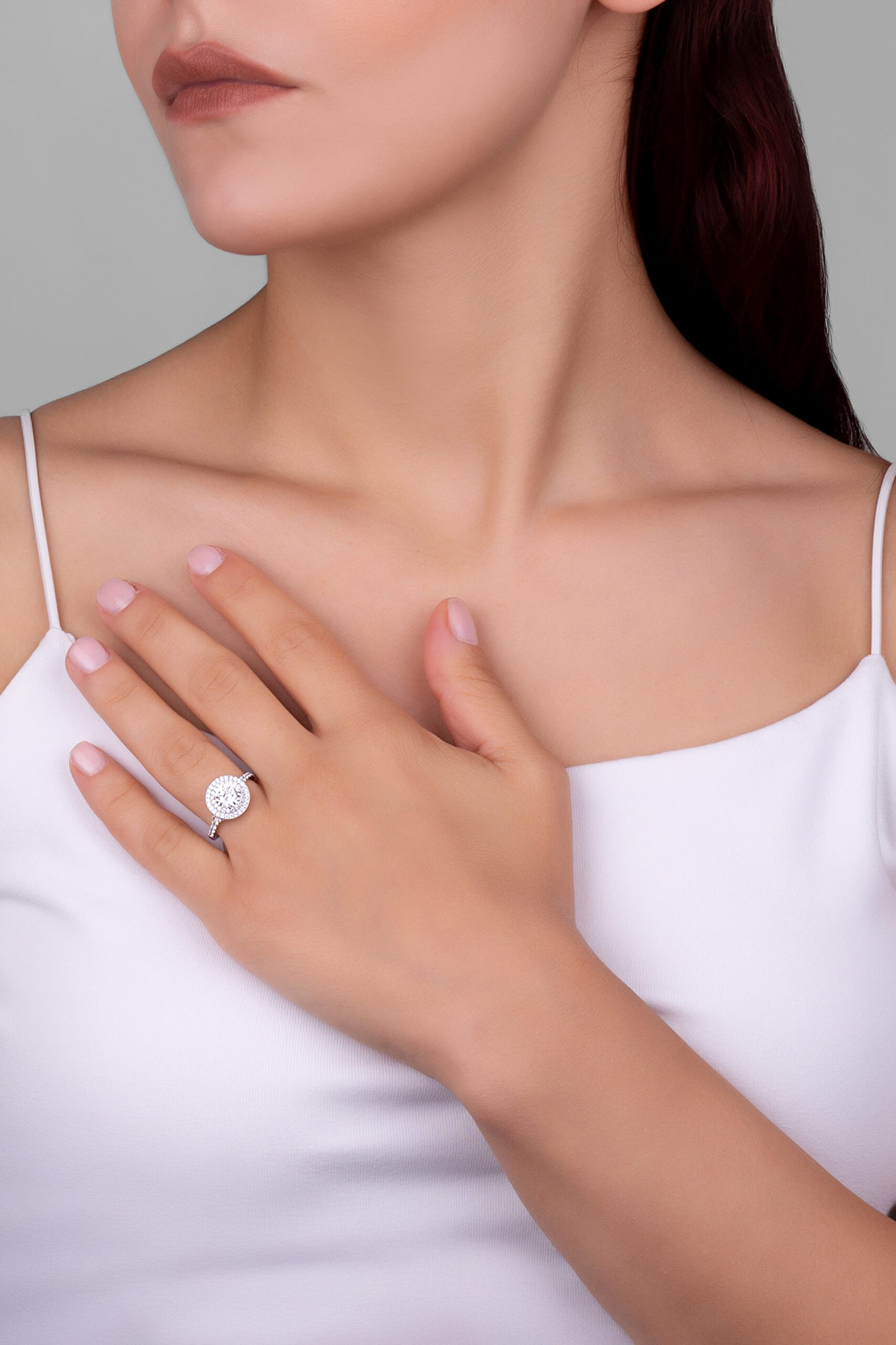 ⁠ Berrak Mozanit 18 Ayar Beyaz Altın Kaplama Gümüş Yüzük_3}