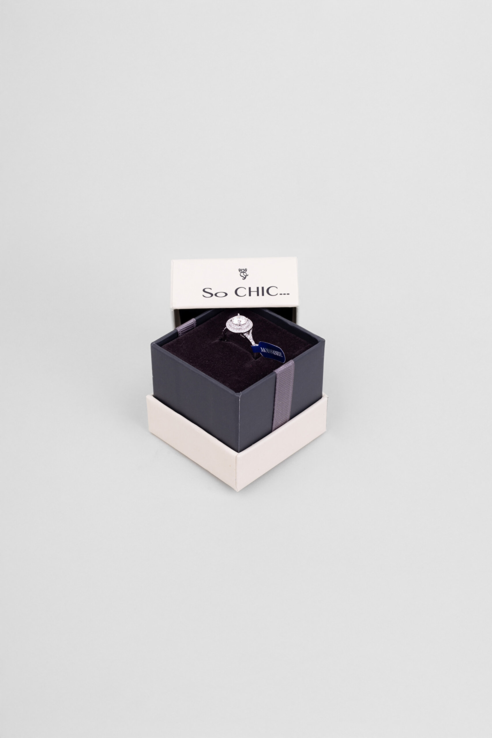 ⁠ Berrak Mozanit 18 Ayar Beyaz Altın Kaplama Gümüş Yüzük_5}