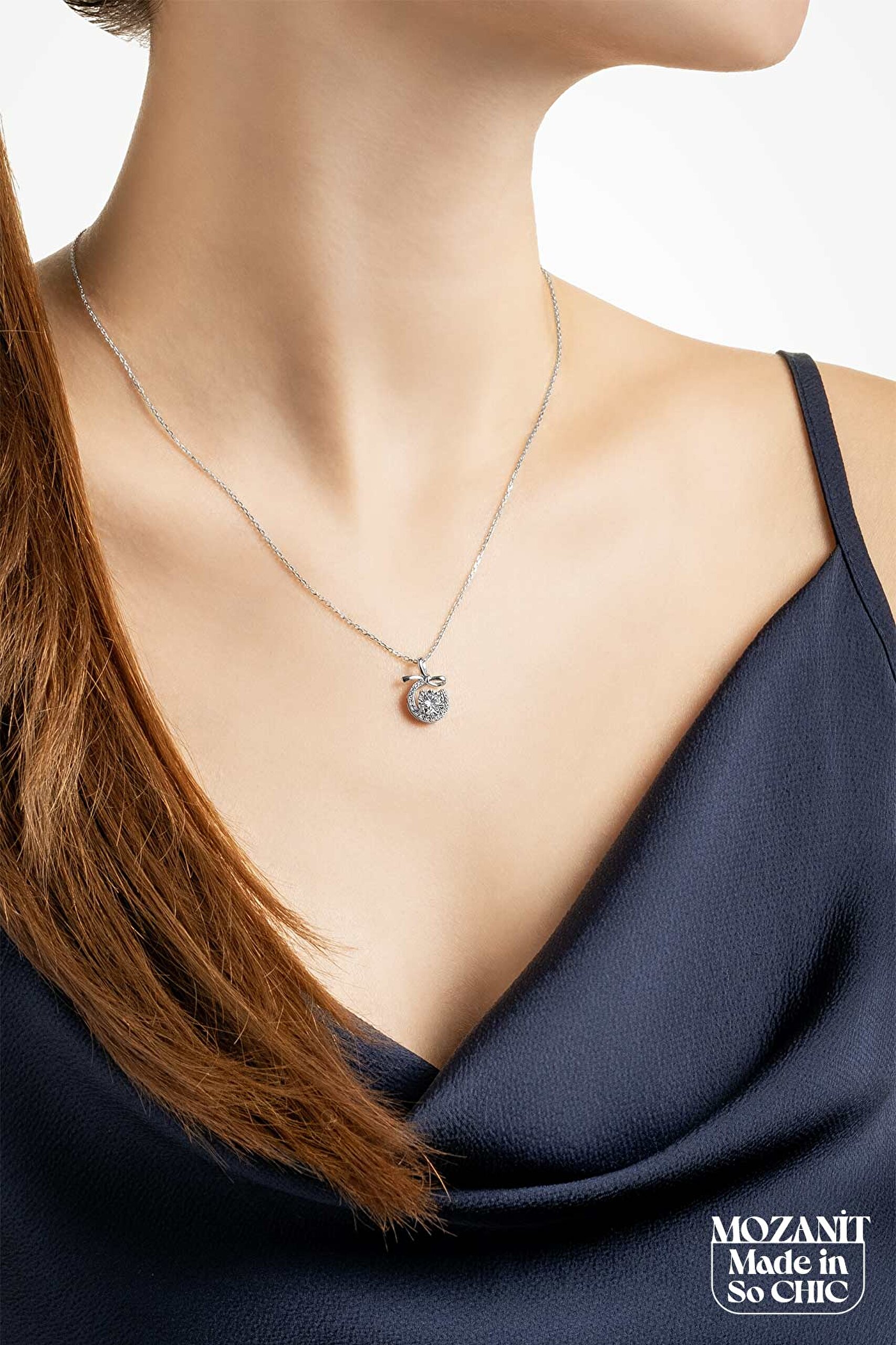 ⁠ Mozanit Kurdelesi 18 Ayar Beyaz Altın Kaplama 44 Cm Gümüş Kolye_3}