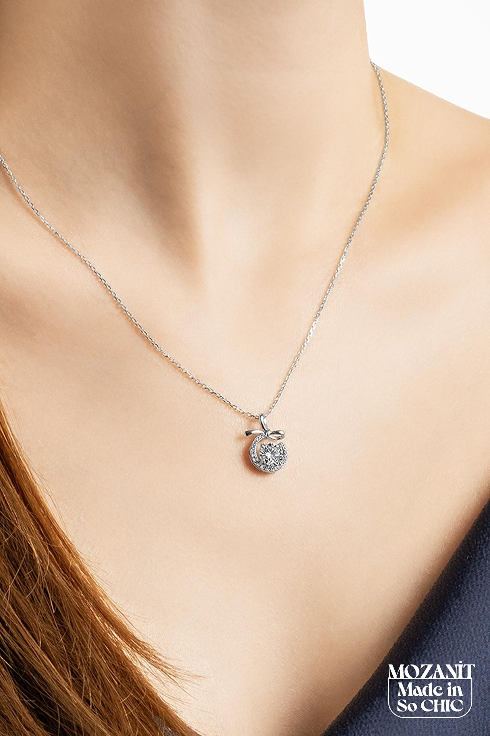 ⁠ Mozanit Kurdelesi 18 Ayar Beyaz Altın Kaplama 44 Cm Gümüş Kolye_1}