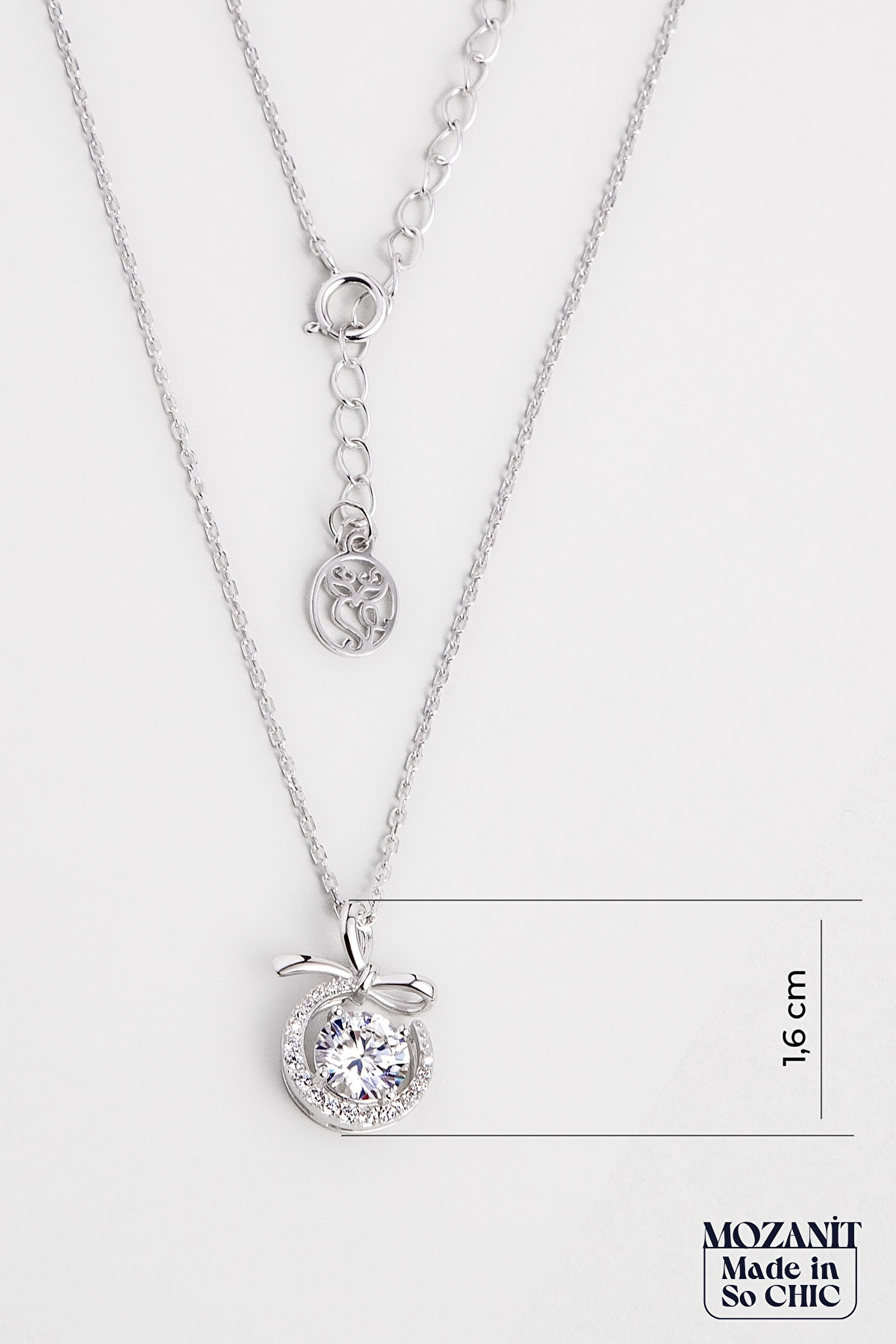 ⁠ Mozanit Kurdelesi 18 Ayar Beyaz Altın Kaplama 44 Cm Gümüş Kolye_2}