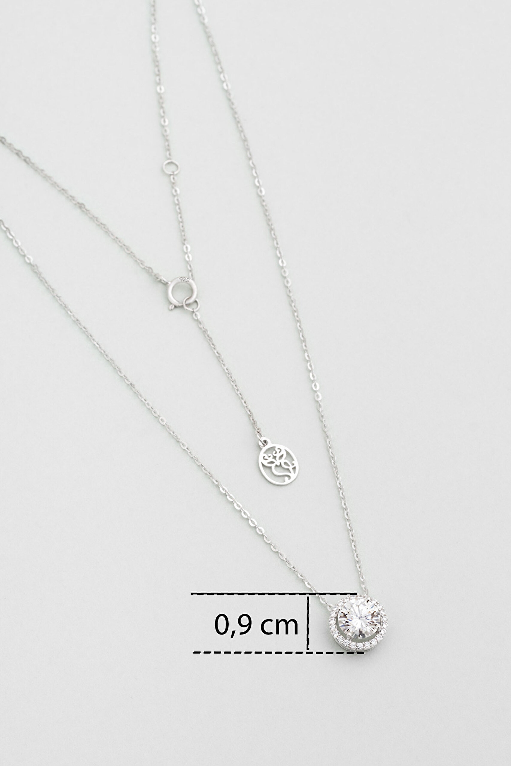 ⁠ Mozanit Fısıltısı 18 Ayar Beyaz Altın Kaplama 44 Cm Gümüş Kolye_2}