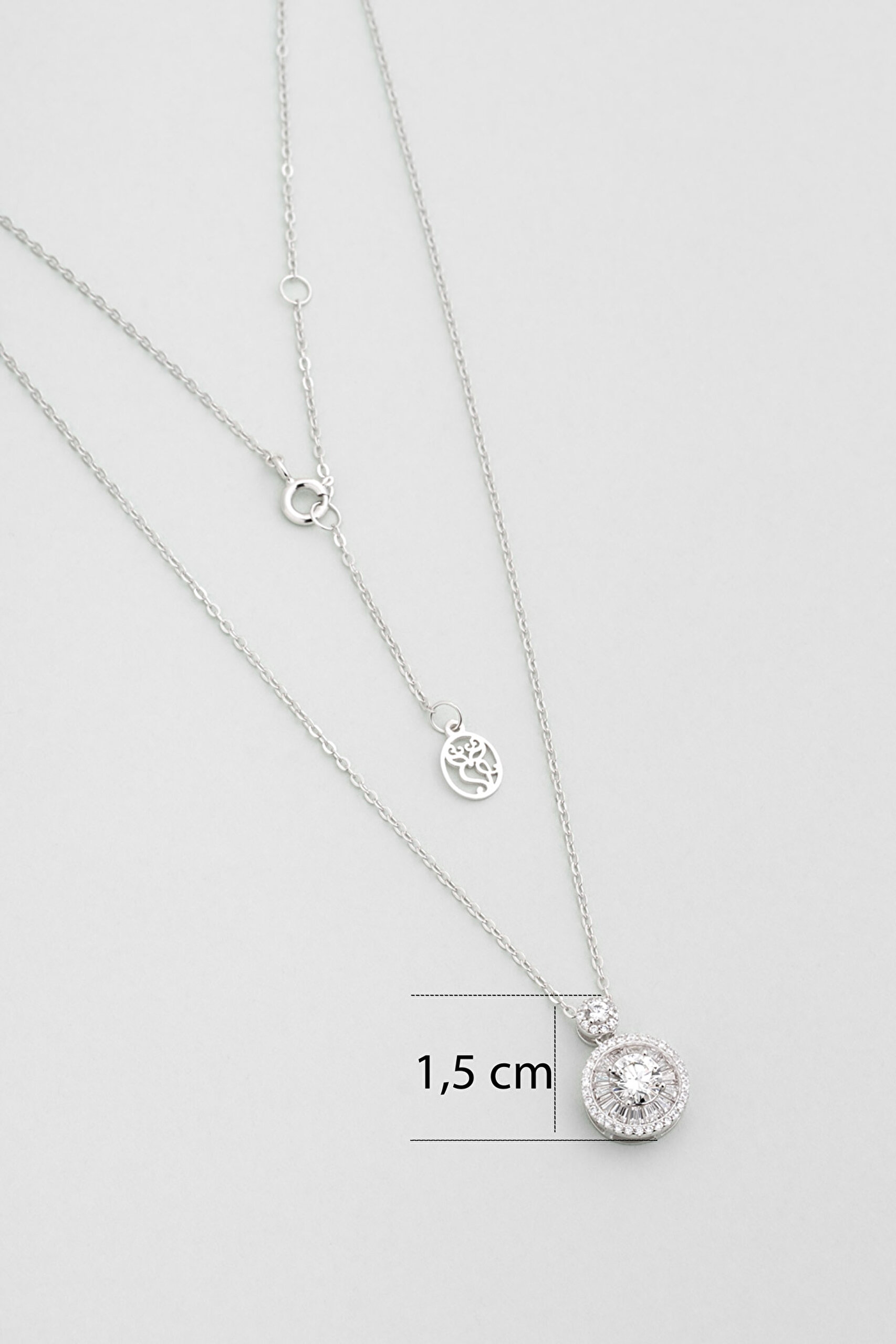 ⁠ Büyülü Mozanit 18 Ayar Beyaz Altın Kaplama 46 Cm Gümüş Kolye_2}