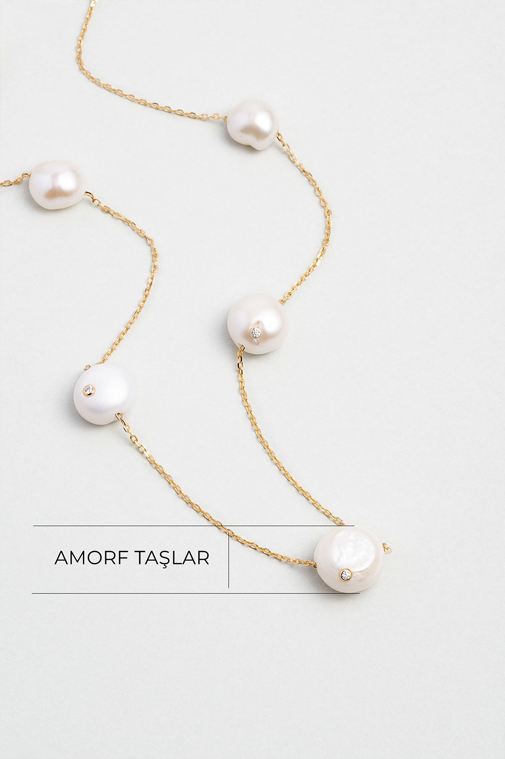 ⁠ Hera 18 Ayar Sarı Altın Kaplama 50 Cm Gümüş İnci Kolye_2}