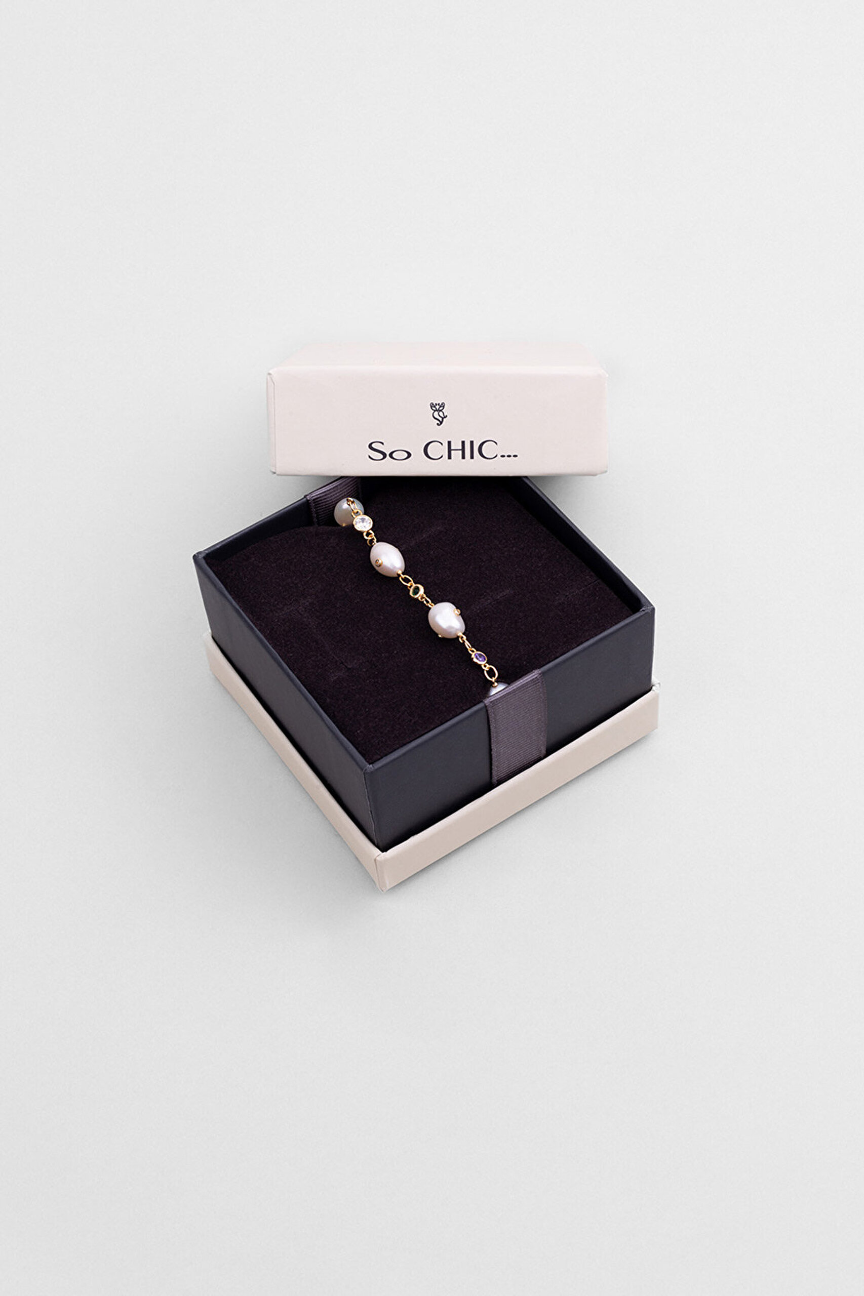 Beatriks 18 Ayar Sarı Altın Kaplama 20 Cm Gümüş İnci Bileklik - 4