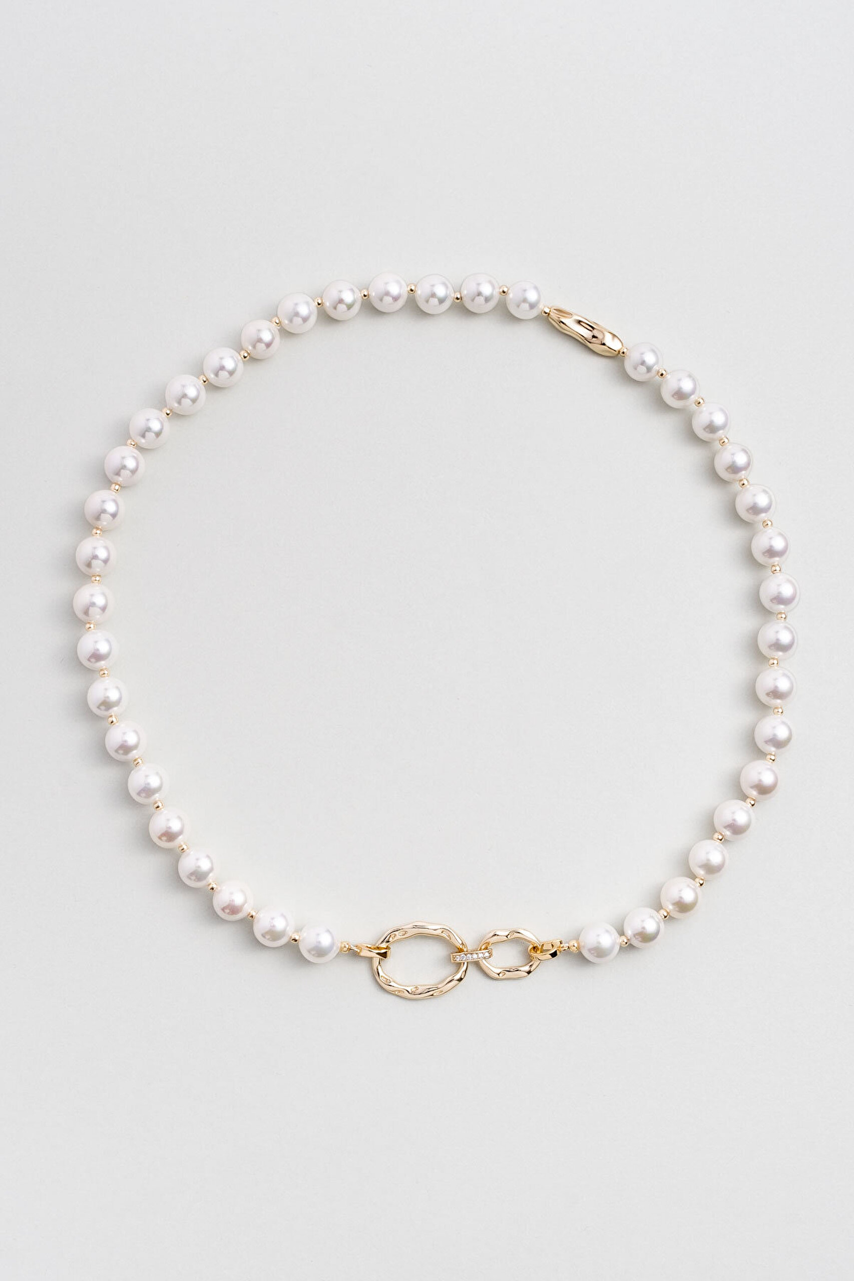 Rönesans 18 Ayar Sarı Altın Kaplama 45 Cm Gümüş İnci Kolye - 0