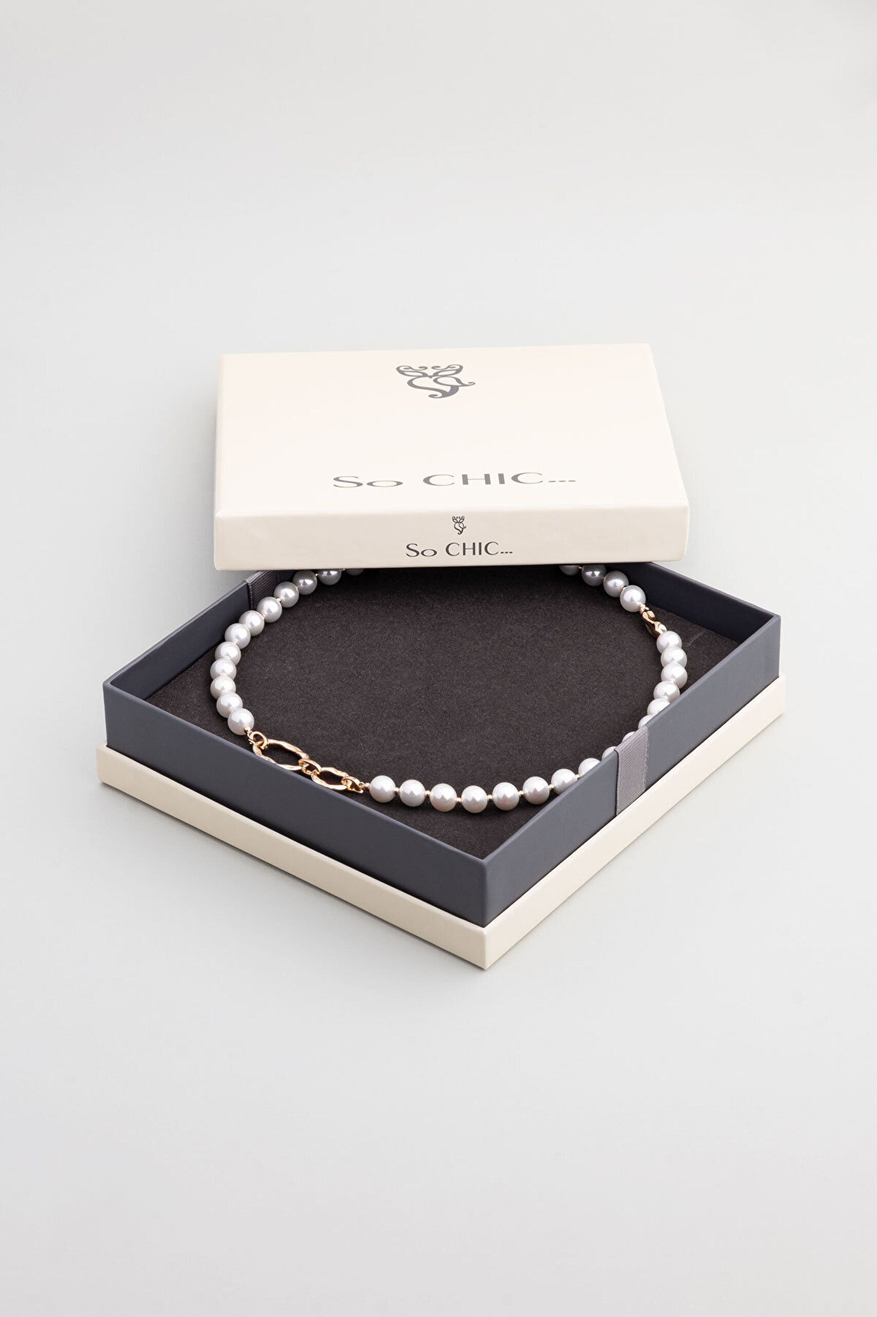 Rönesans 18 Ayar Sarı Altın Kaplama 45 Cm Gümüş İnci Kolye - 5