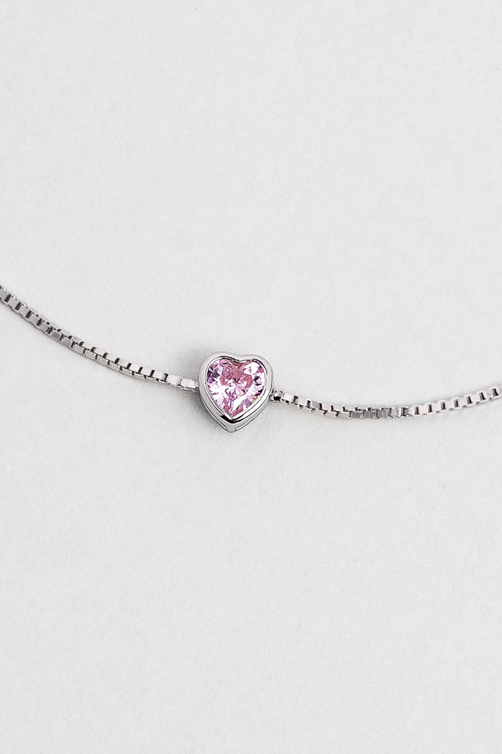 Romantik Aşk 18 Ayar Beyaz Altın Kaplama 18 Cm Gümüş Kalp Bileklik - 4
