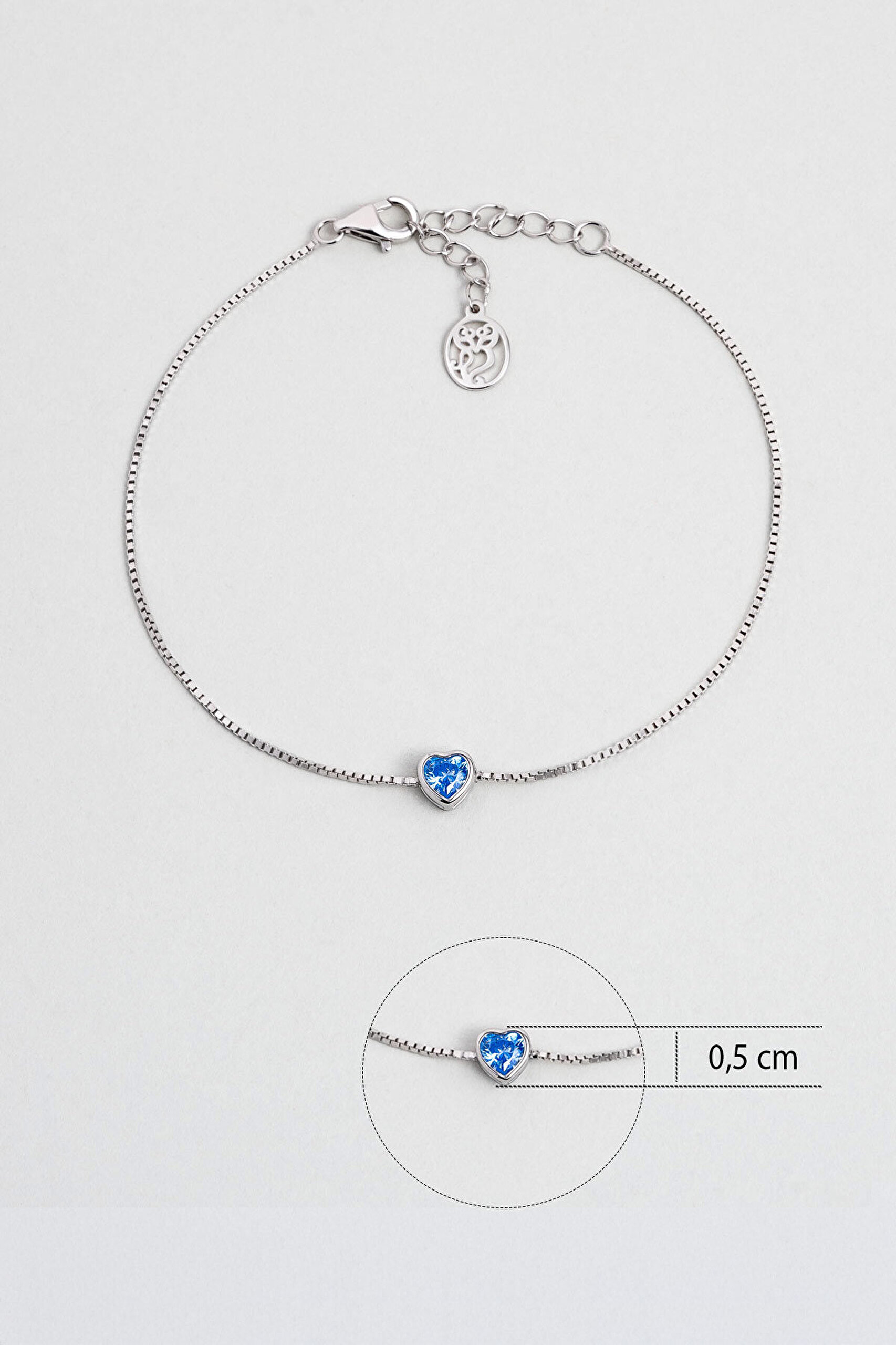 Romantik Aşk 18 Ayar Beyaz Altın Kaplama 18 Cm Gümüş Kalp Bileklik - 2