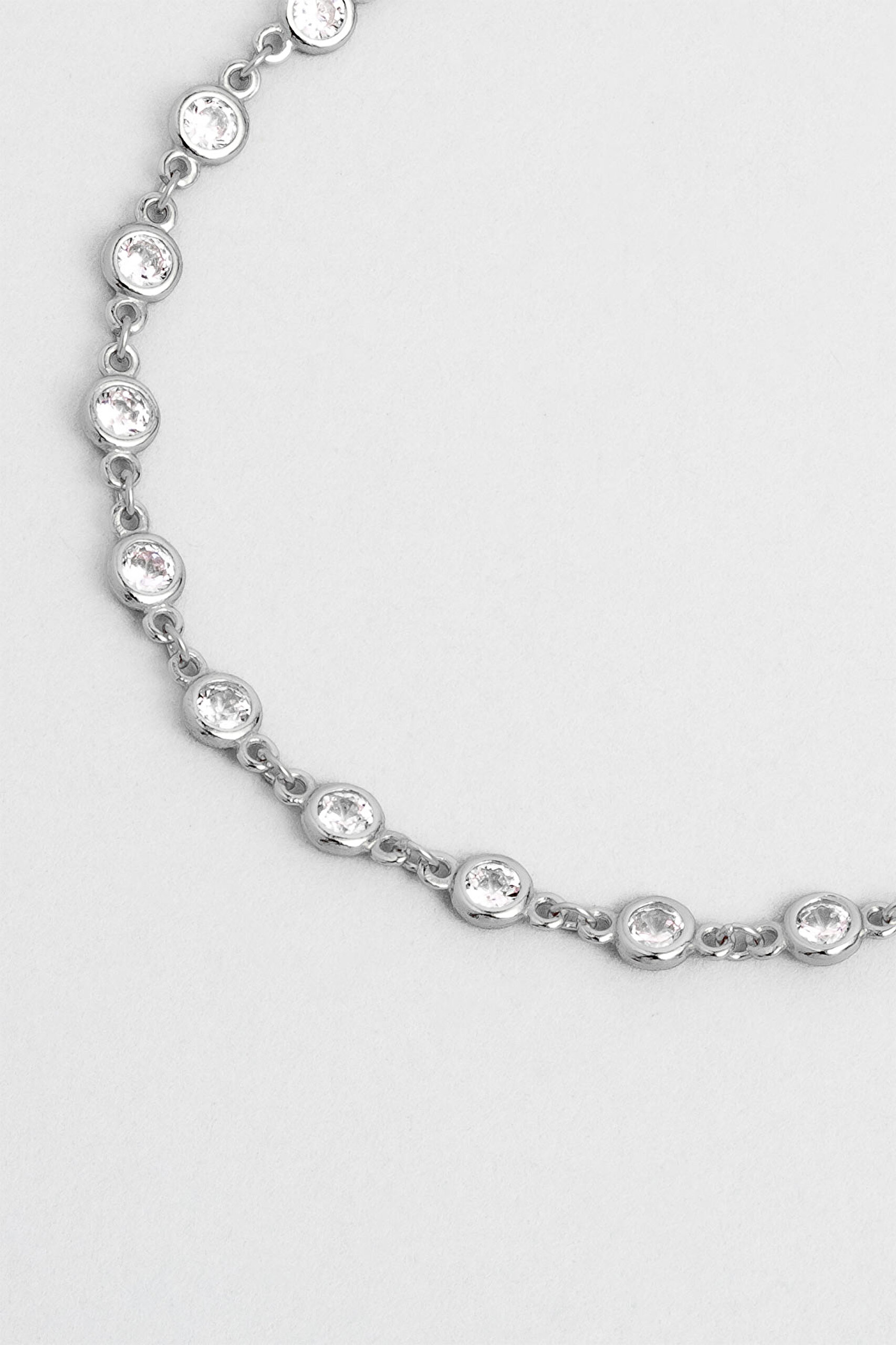 ⁠ Rosalinda 18 Ayar Beyaz Altın Kaplama 19 Cm Gümüş Bileklik_4}