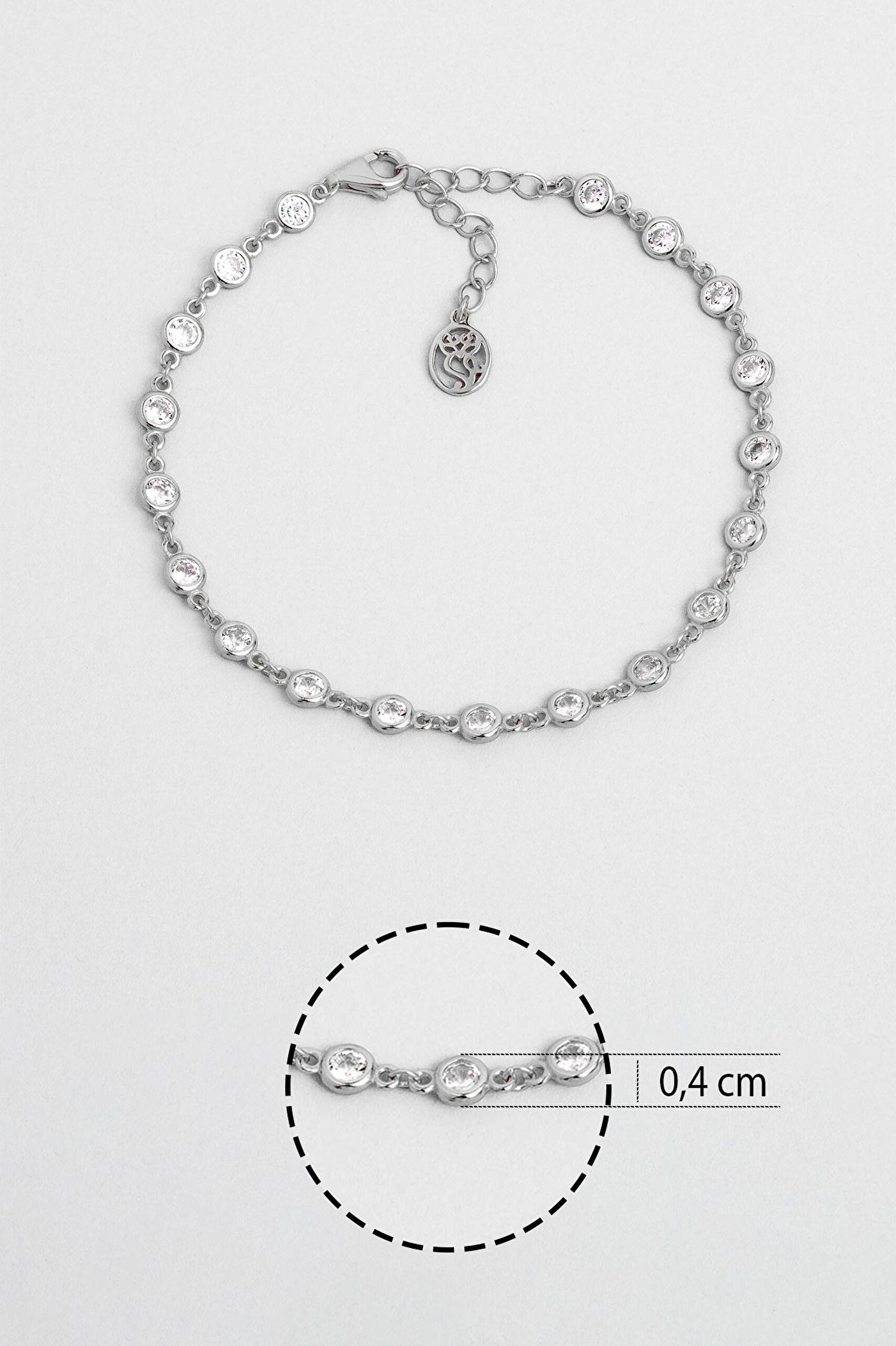 ⁠ Rosalinda 18 Ayar Beyaz Altın Kaplama 19 Cm Gümüş Bileklik_2}