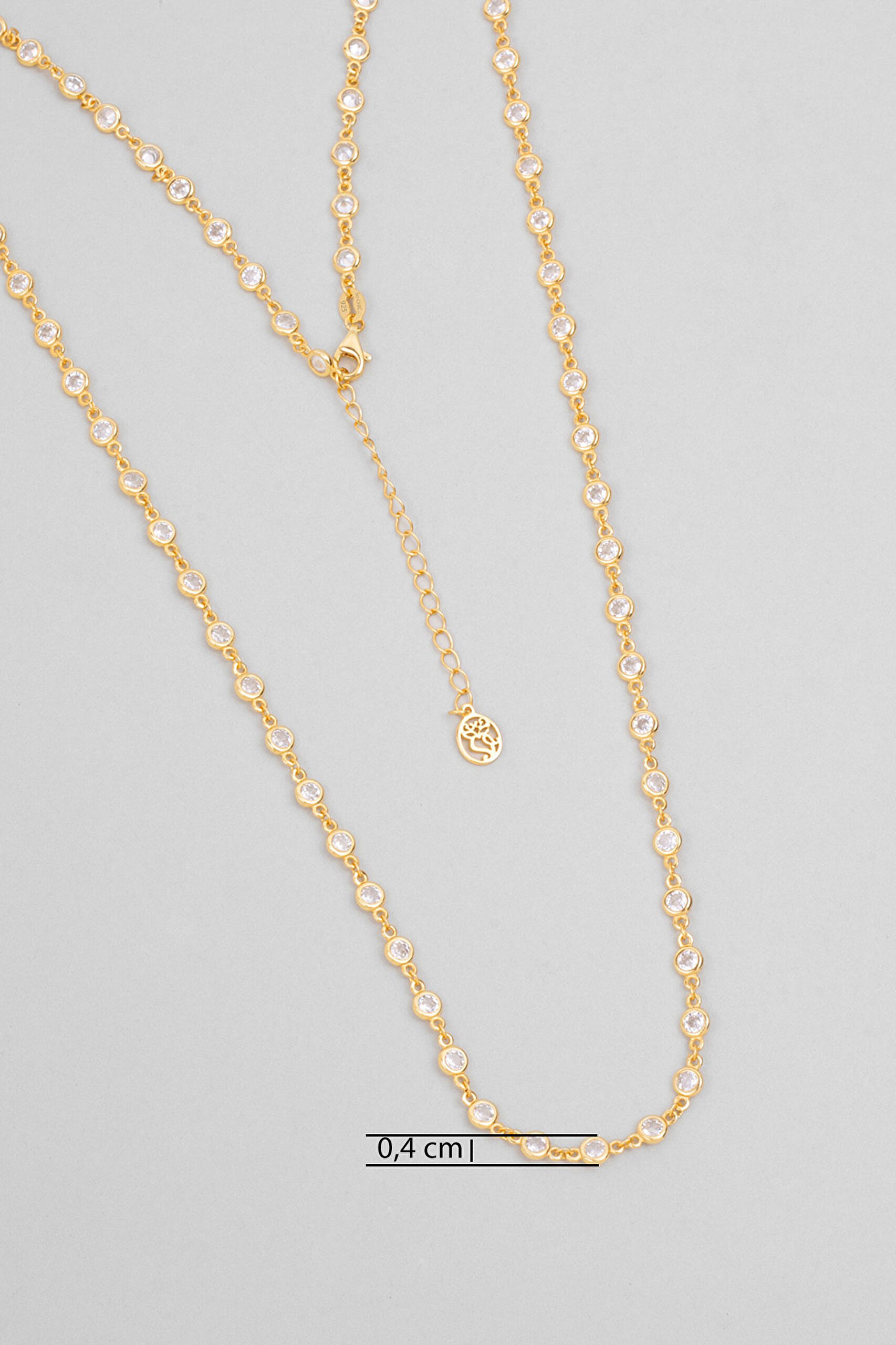 ⁠ Minimal Işıltı 18 Ayar Sarı Altın Kaplama 65 Cm Gümüş Kolye_2}